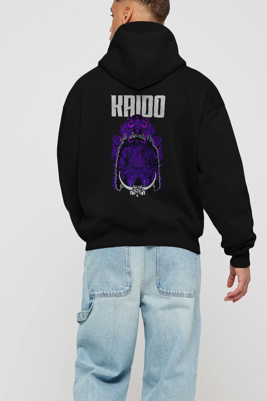 Kaido Anime Arka Baskılı Hoodie Oversize Kapüşonlu Sweatshirt Erkek Kadın Unisex