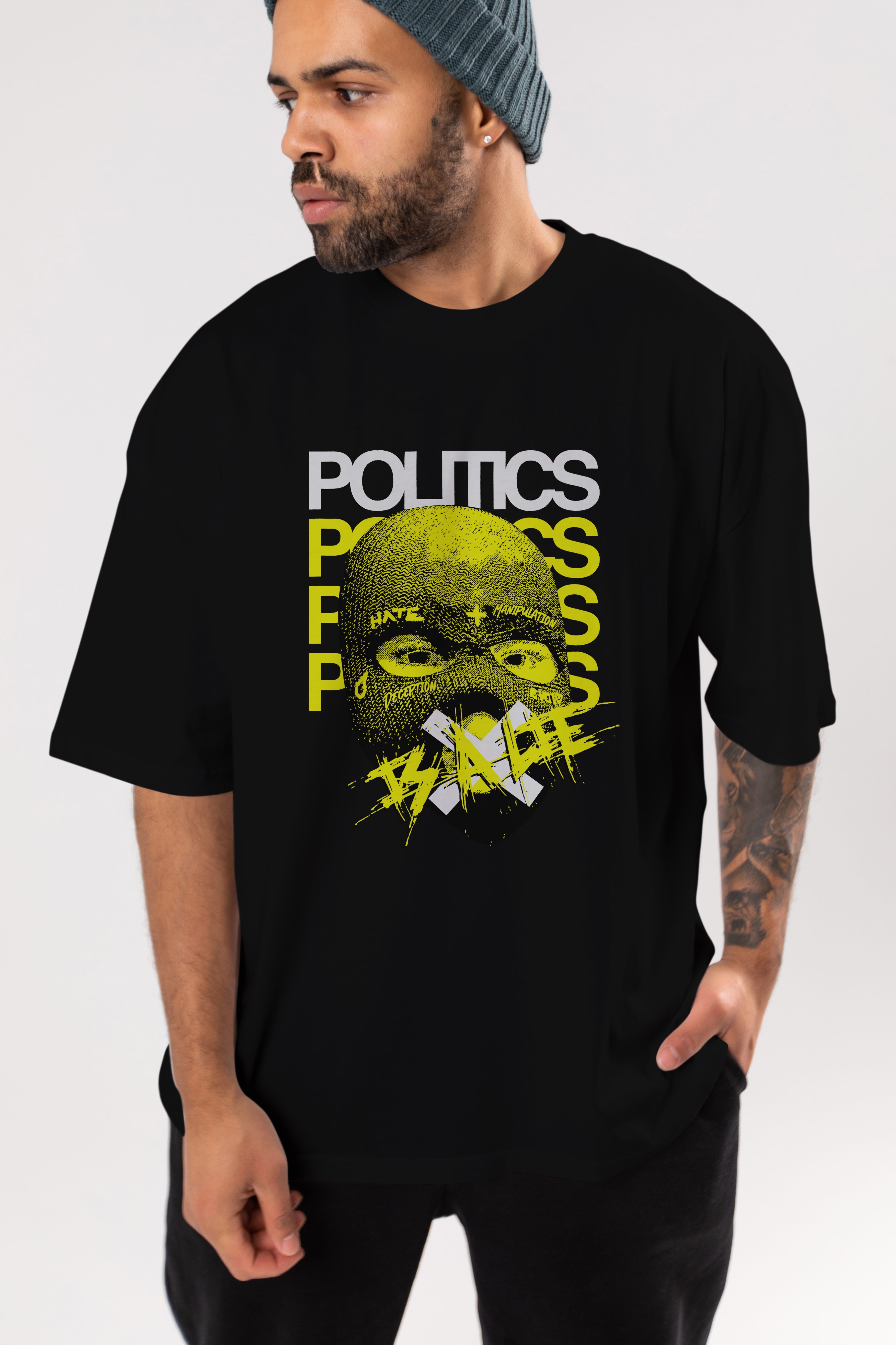 Politics is a Lie Ön Baskılı Oversize t-shirt Erkek Kadın Unisex