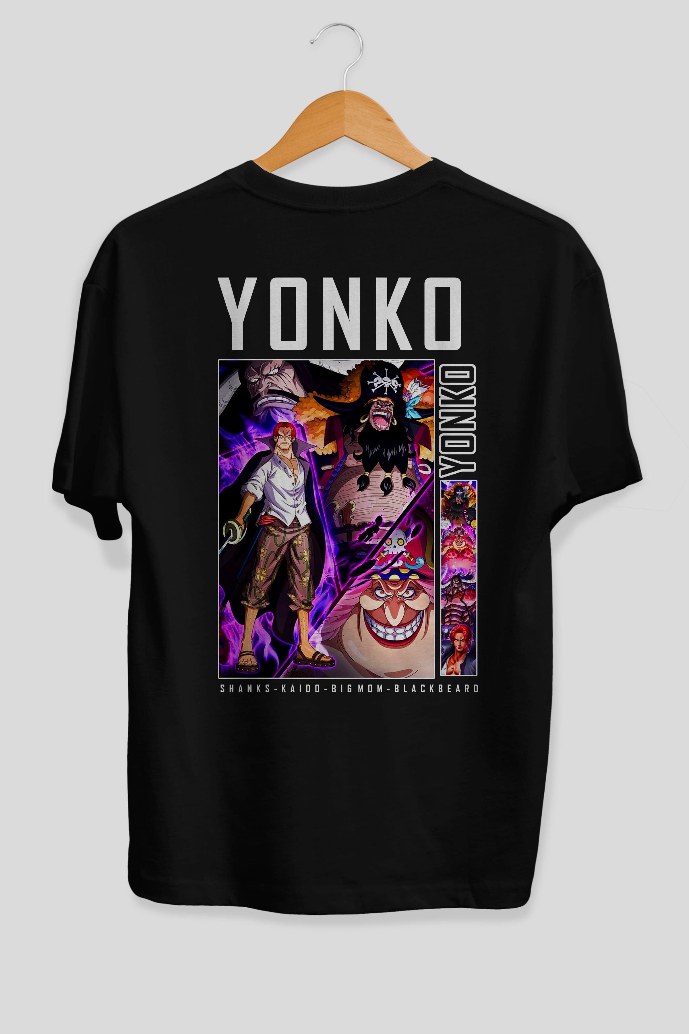 Yonko Anime Arka Baskılı Oversize t-shirt Erkek Kadın Unisex %100 pamuk tişort