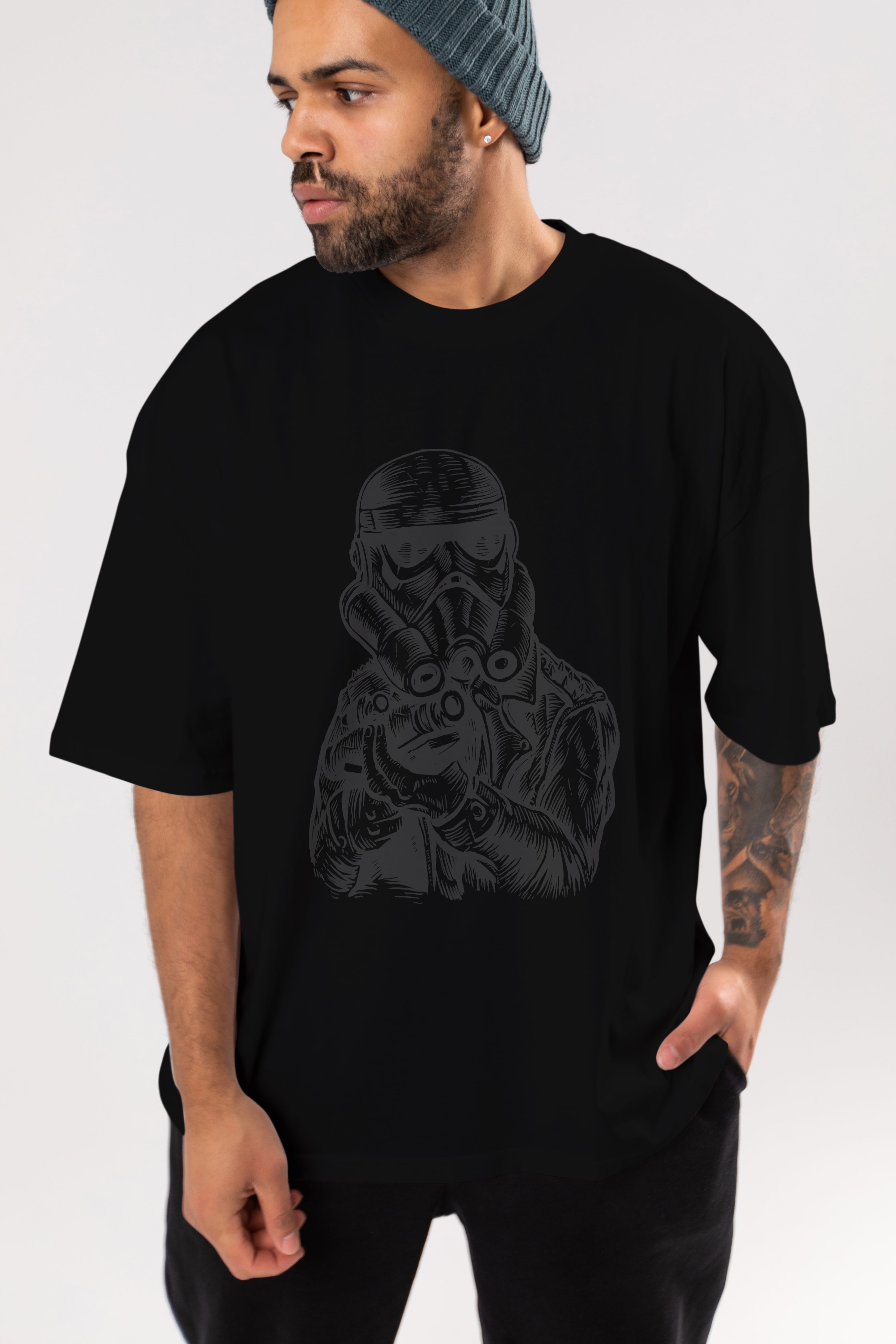 Punktrooper Ön Baskılı Oversize t-shirt Erkek Kadın Unisex %100 Pamuk tişort