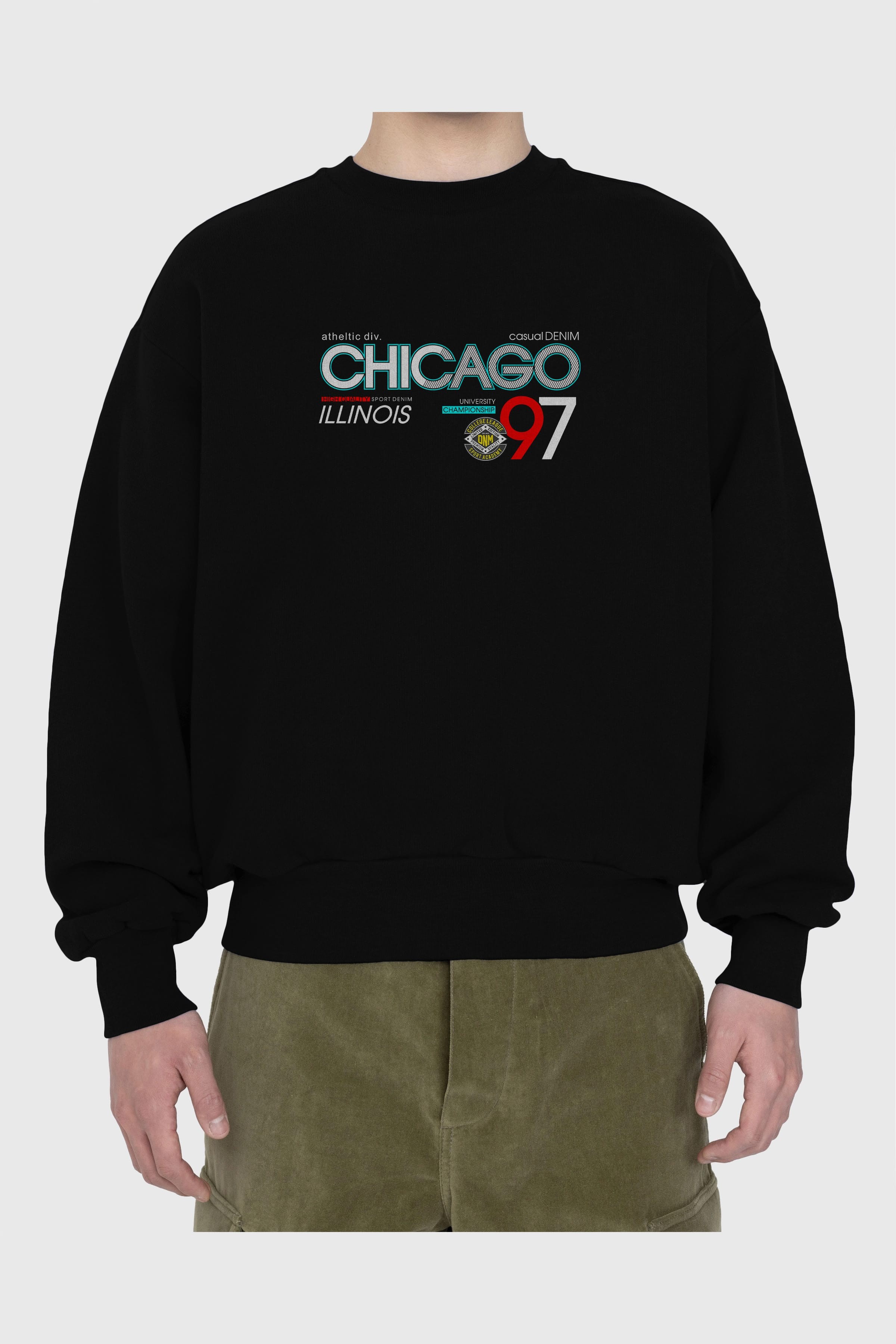 Chicago 97 Ön Baskılı Oversize Sweatshirt Erkek Kadın Unisex