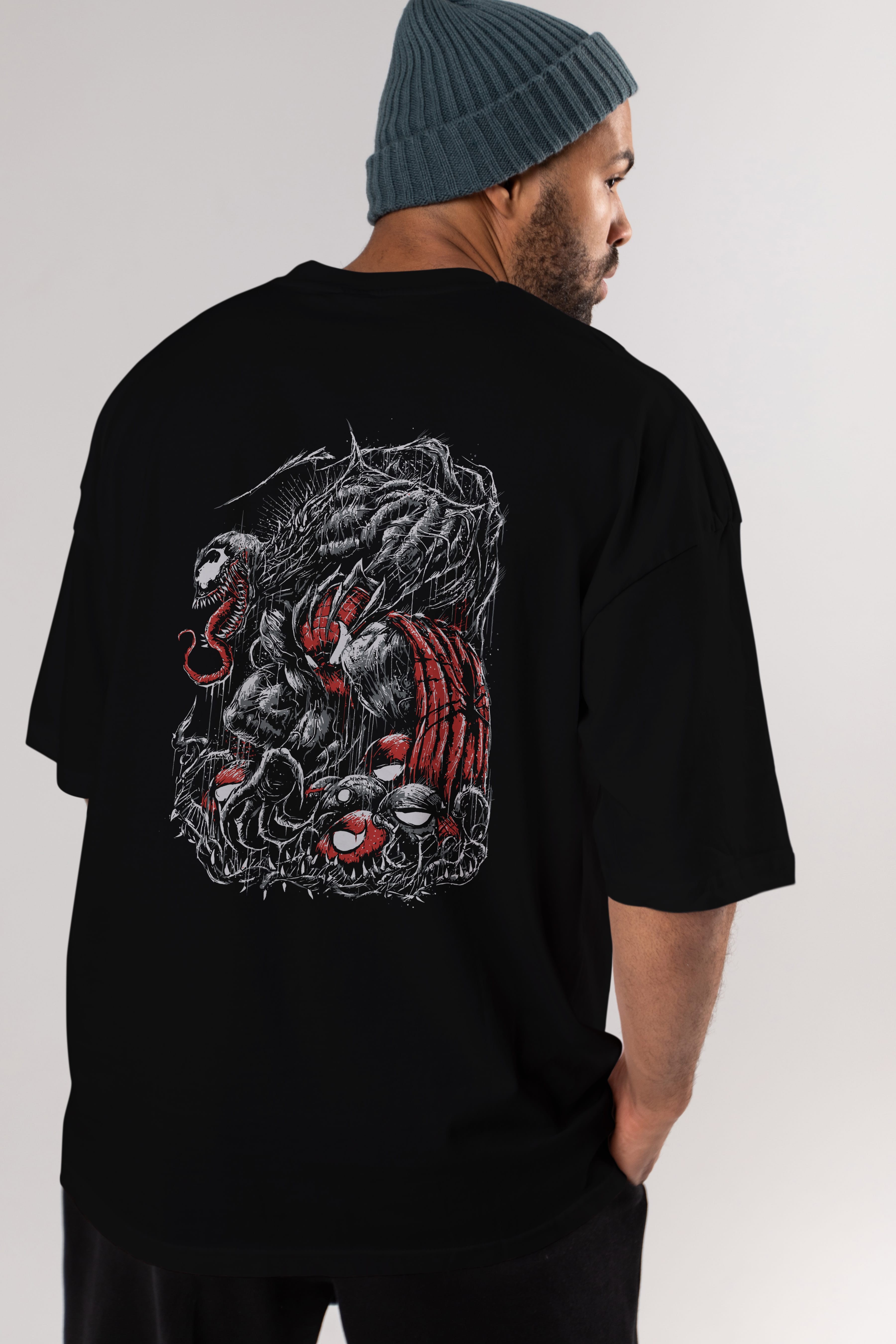 Venom (14) Arka Baskılı Oversize t-shirt Erkek Kadın Unisex %100 Pamuk Bisiklet Yaka tişort
