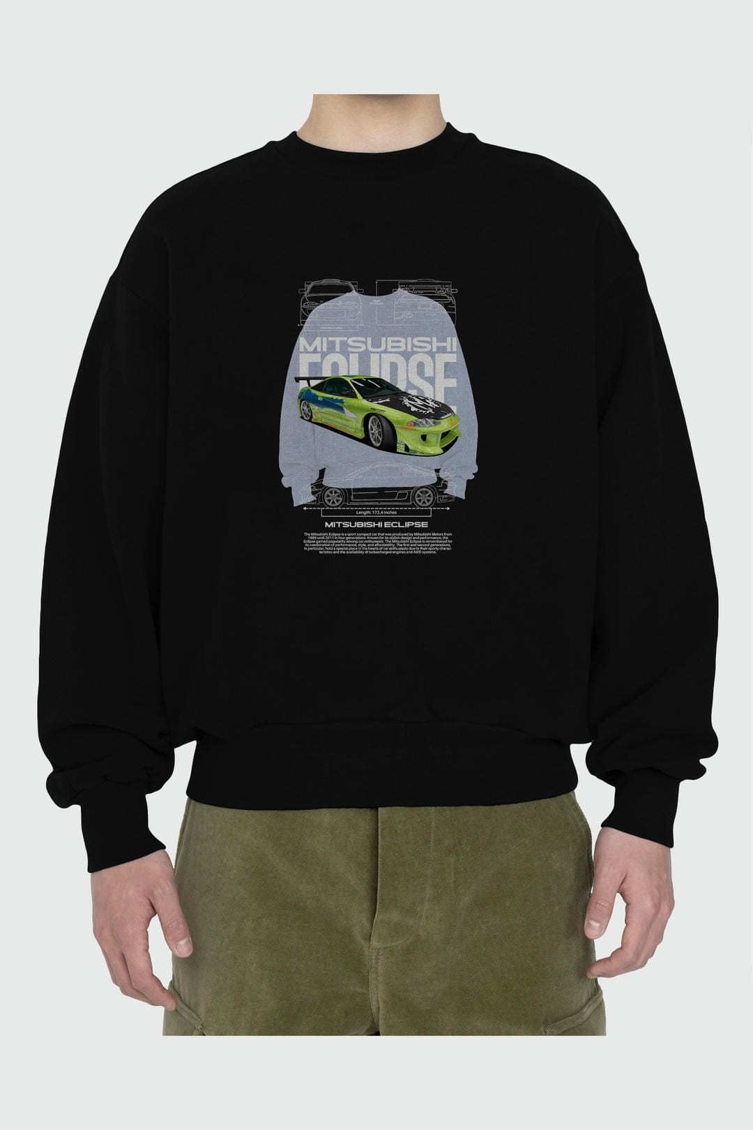 mitsubishi eclipse Ön Baskılı Anime Oversize Sweatshirt Erkek Kadın Unisex