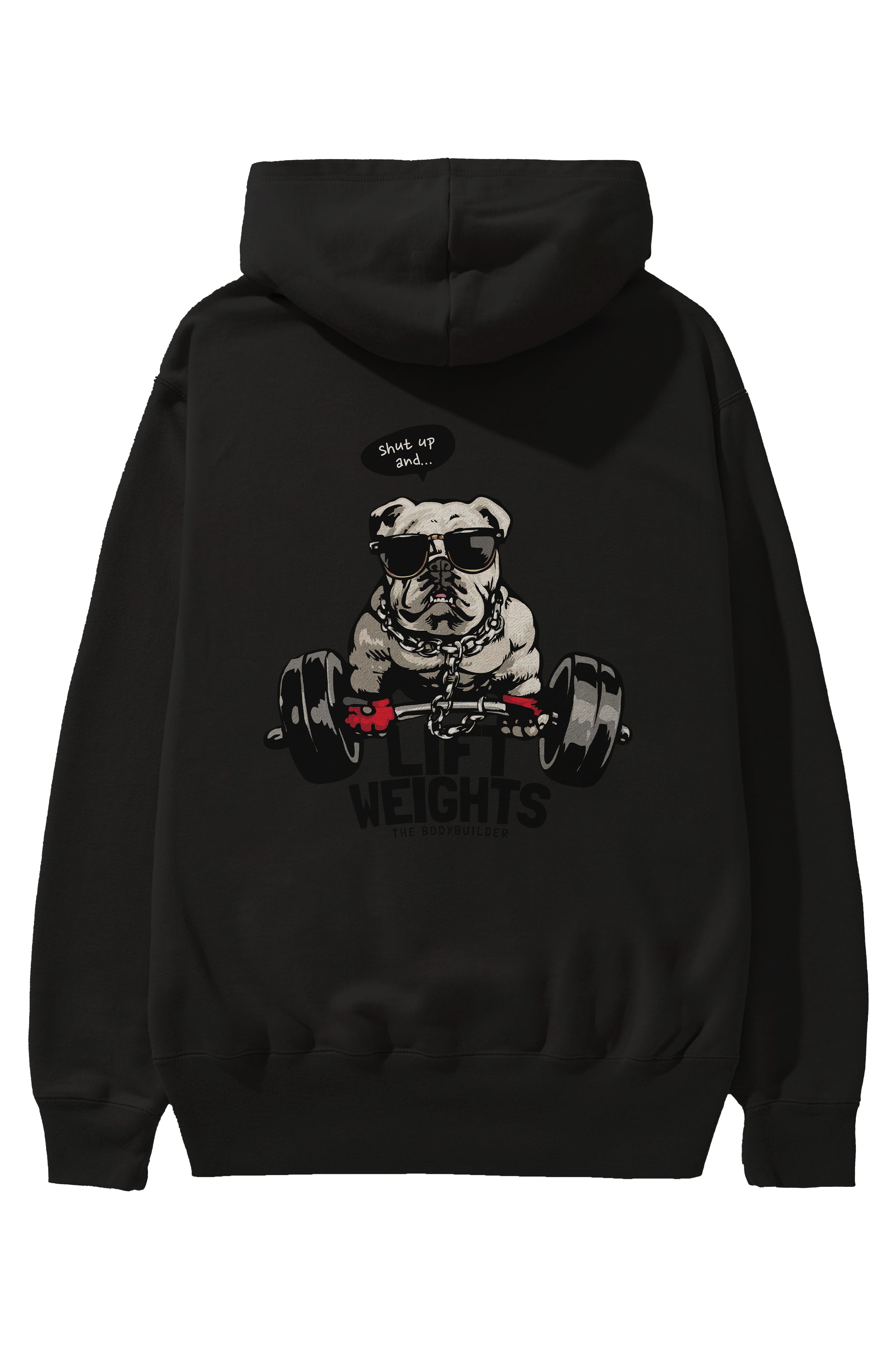 Teddy Bear Lift Weights Arka Baskılı Hoodie Oversize Kapüşonlu Sweatshirt Erkek Kadın Unisex