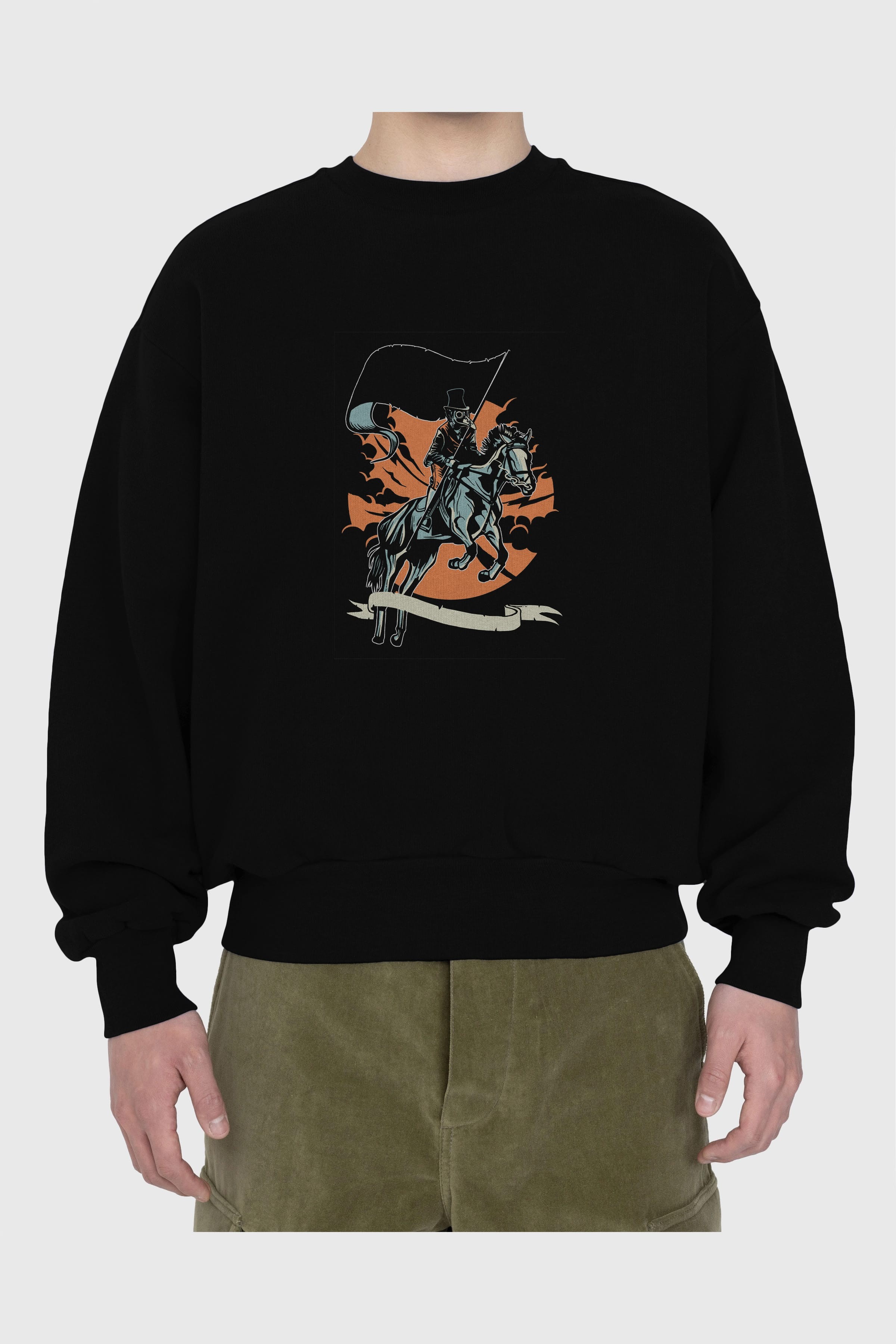 Plague Doctor Ön Baskılı Oversize Sweatshirt Erkek Kadın Unisex