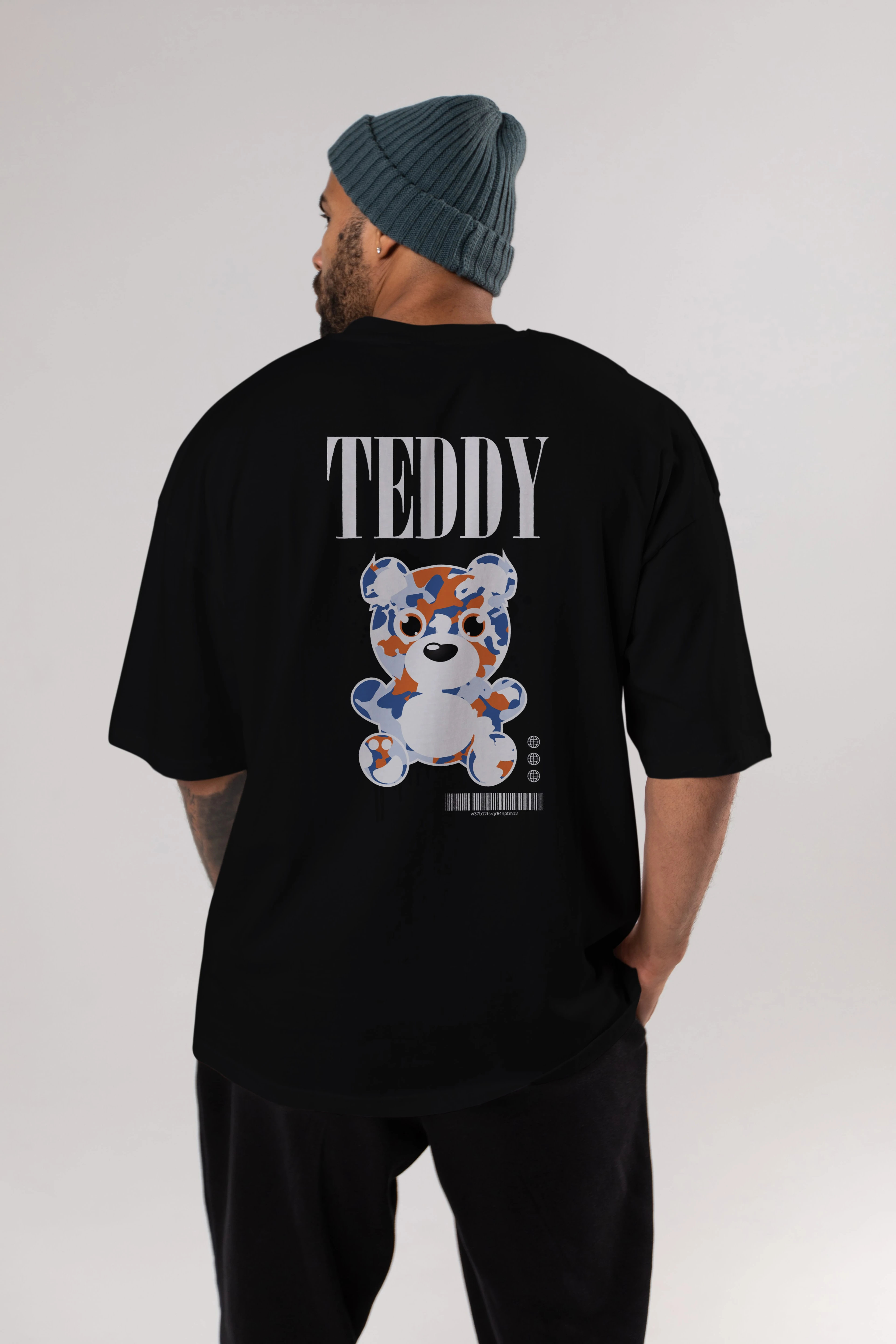 Teddy Bear Streetwear Arka Baskılı Oversize t-shirt Erkek Kadın Unisex