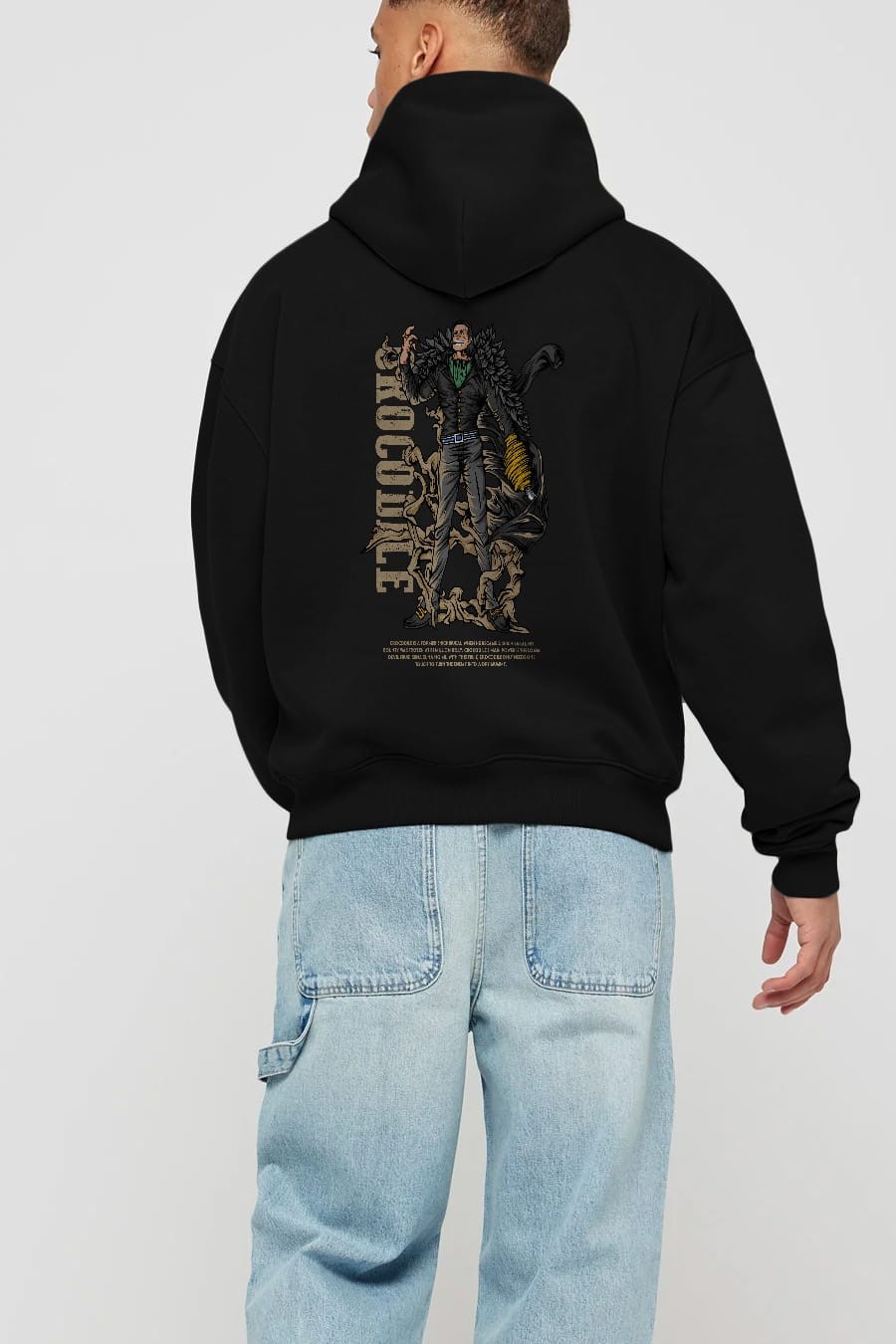 Crocodile Anime Arka Baskılı Hoodie Oversize Kapüşonlu Sweatshirt Erkek Kadın Unisex