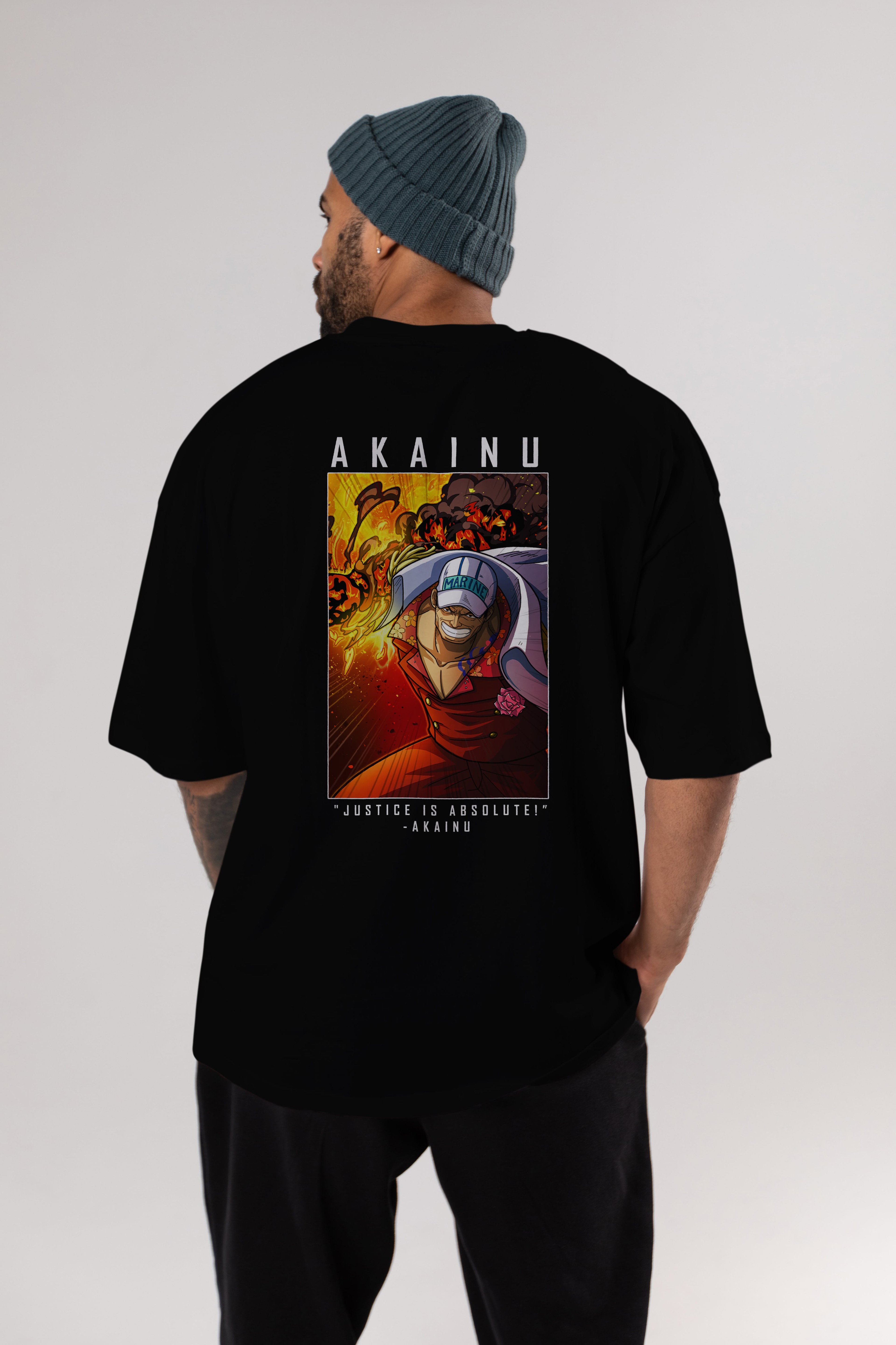 Sakazuki Anime Arka Baskılı Oversize t-shirt Erkek Kadın Unisex %100 pamuk tişort