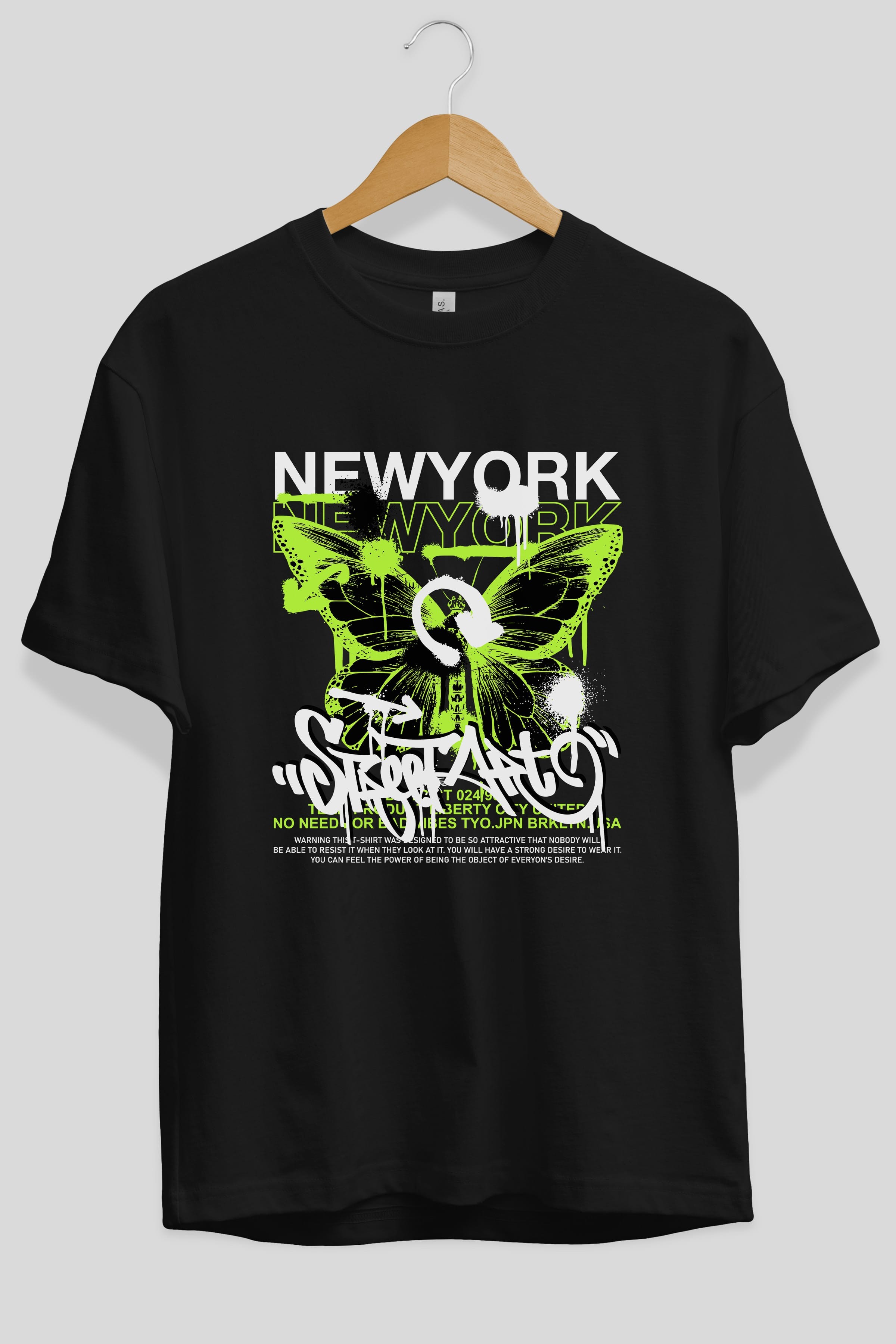New York Street Style Ön Baskılı Oversize t-shirt Erkek Kadın Unisex