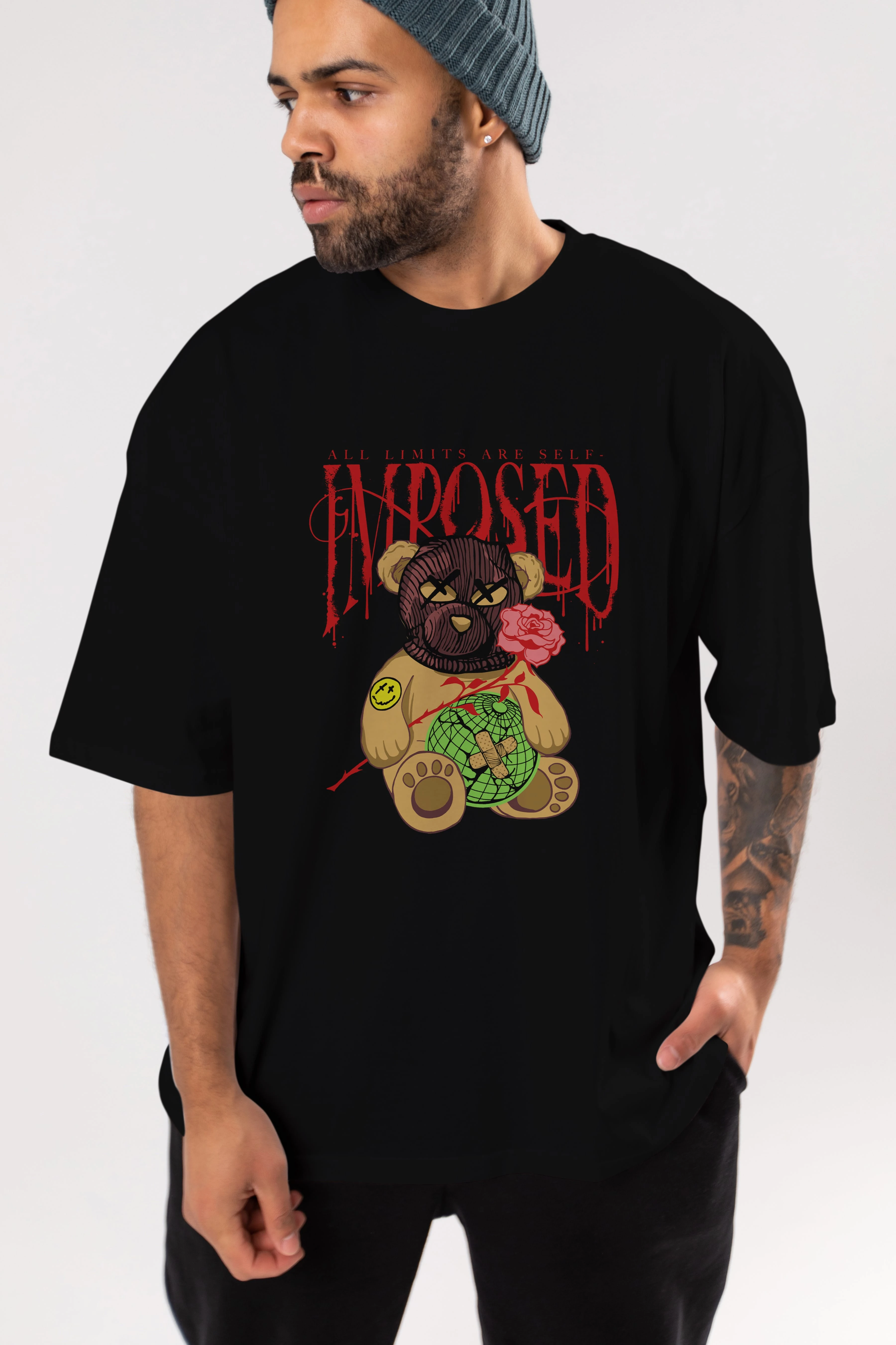 All Limits Bear Ön Baskılı Oversize t-shirt Erkek Kadın Unisex