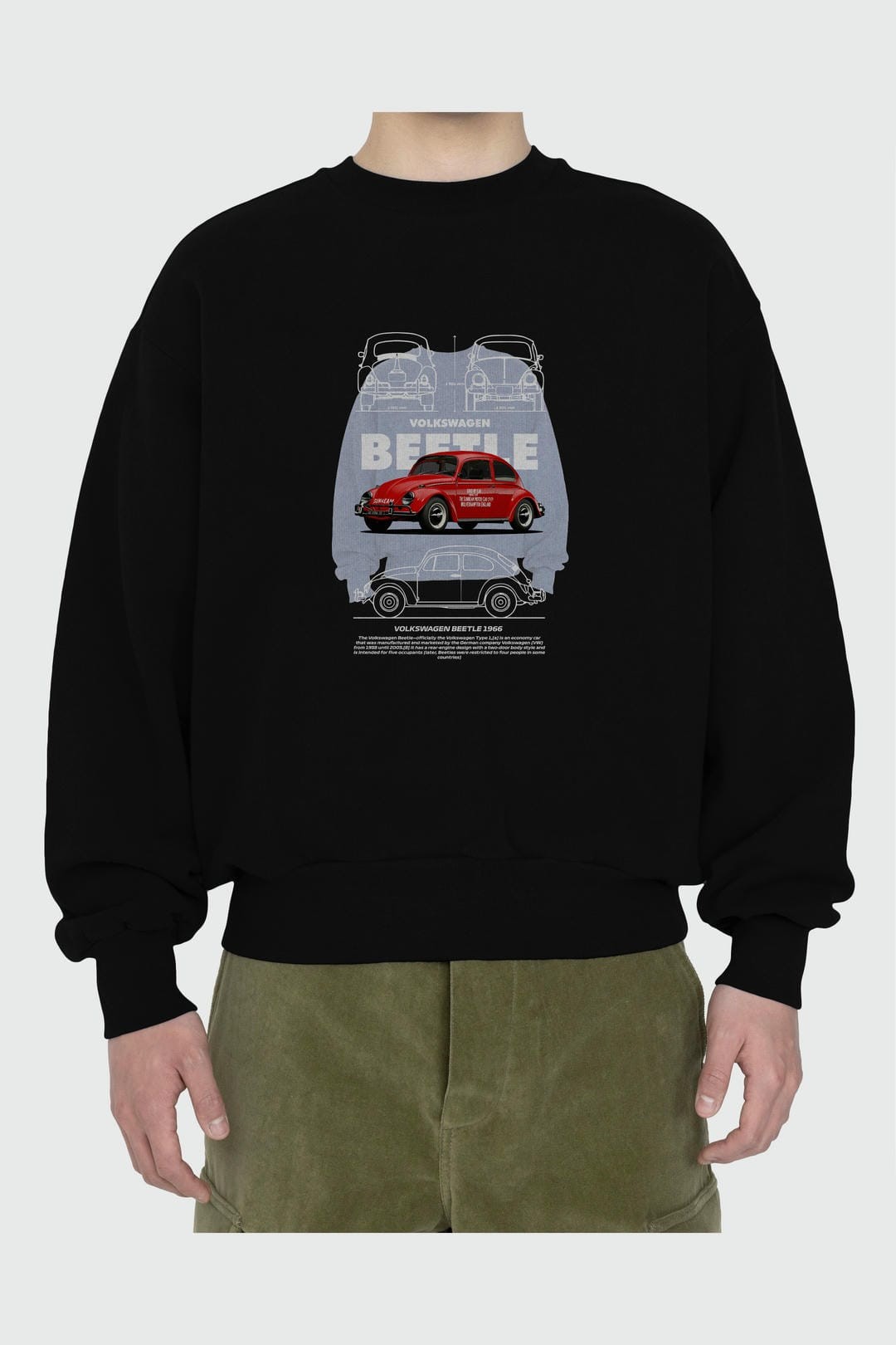 VOLKSWAGEN BEETLE Ön Baskılı Anime Oversize Sweatshirt Erkek Kadın Unisex