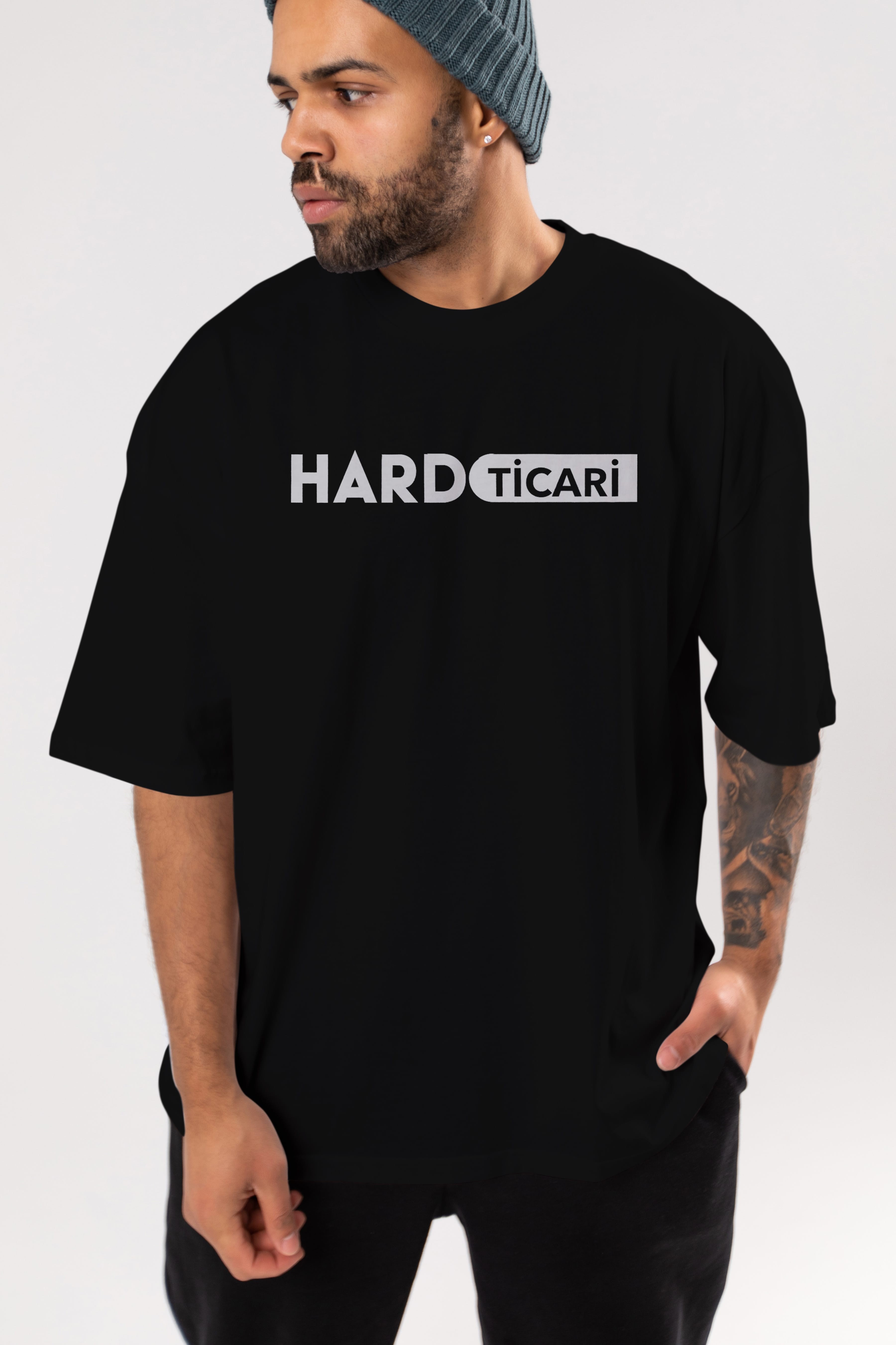 Hard Ticari Ön Baskılı Oversize t-shirt %100 pamuk Erkek Kadın Unisex