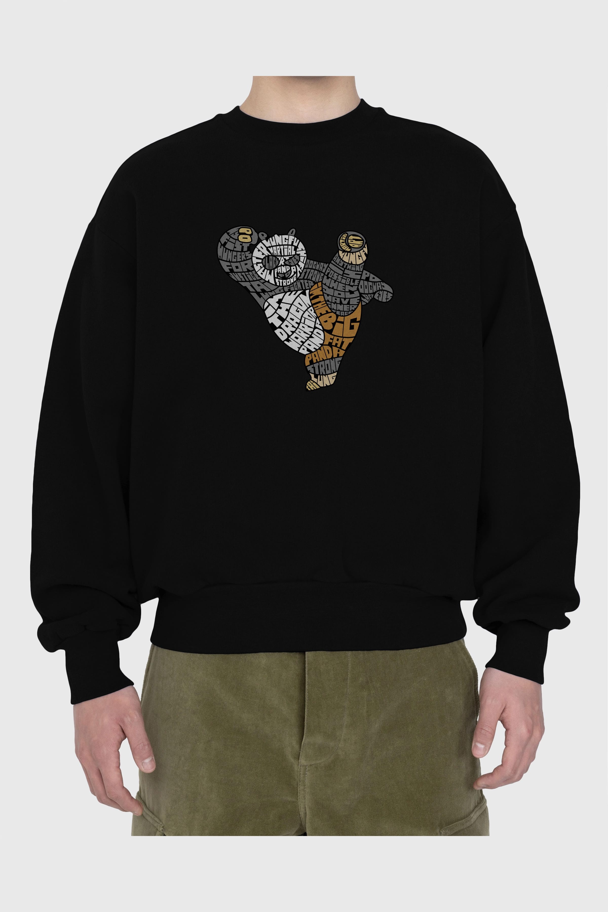 Warrior Panda Ön Baskılı Oversize Sweatshirt Erkek Kadın Unisex