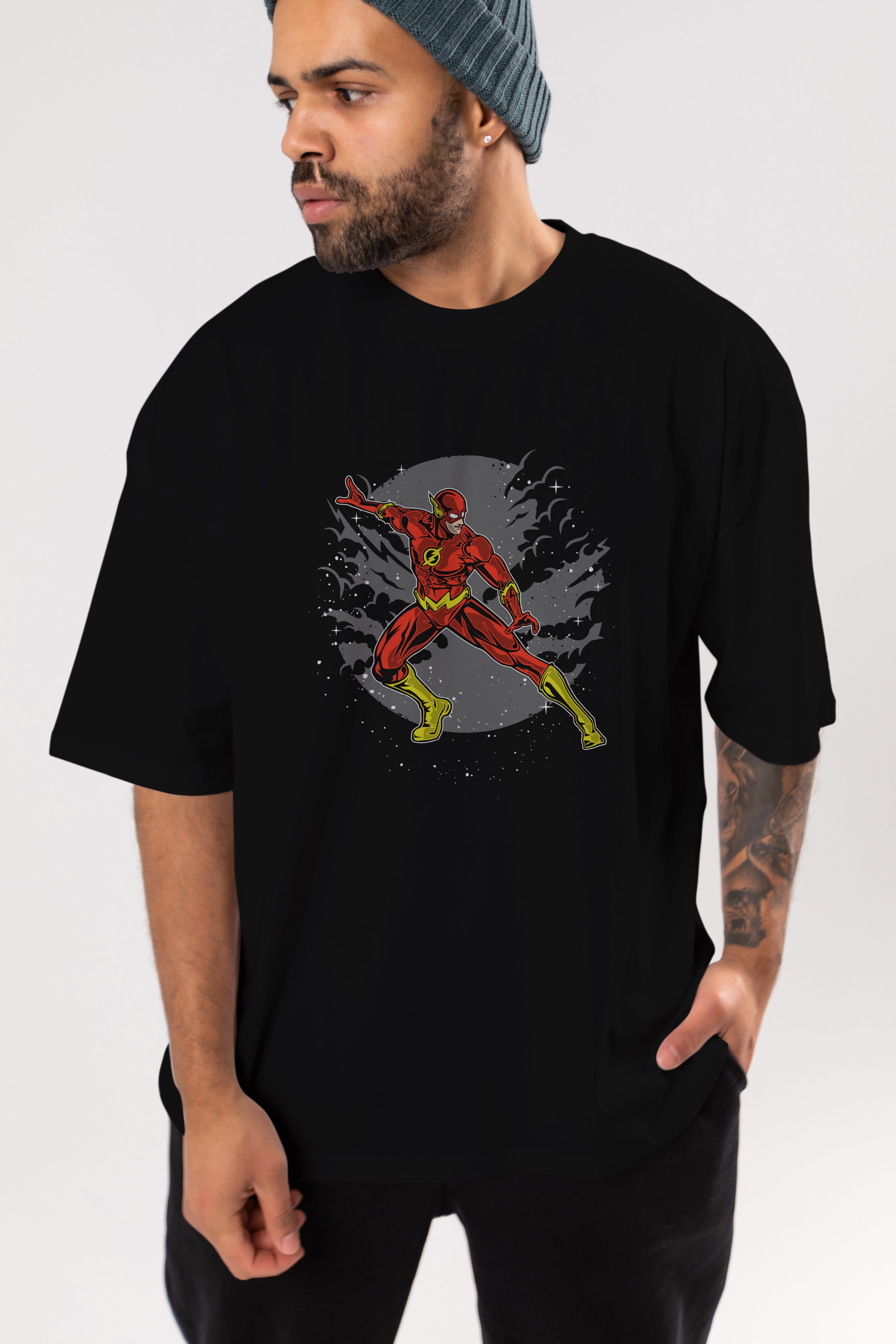 The Flash Ön Baskılı Oversize t-shirt Erkek Kadın Unisex %100 Pamuk tişort