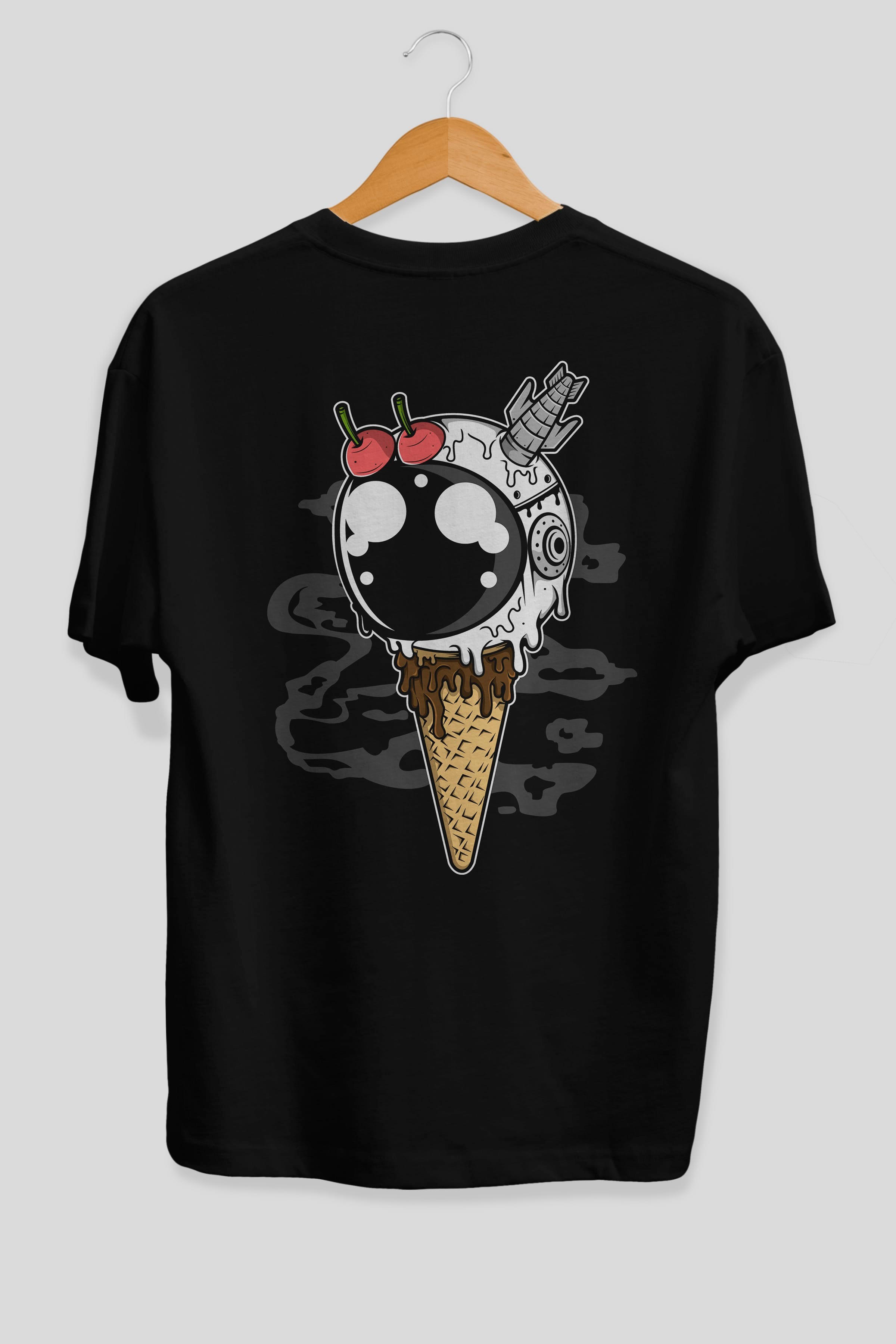 Astronaut Ice Cream Arka Baskılı Oversize t-shirt Erkek Kadın Unisex