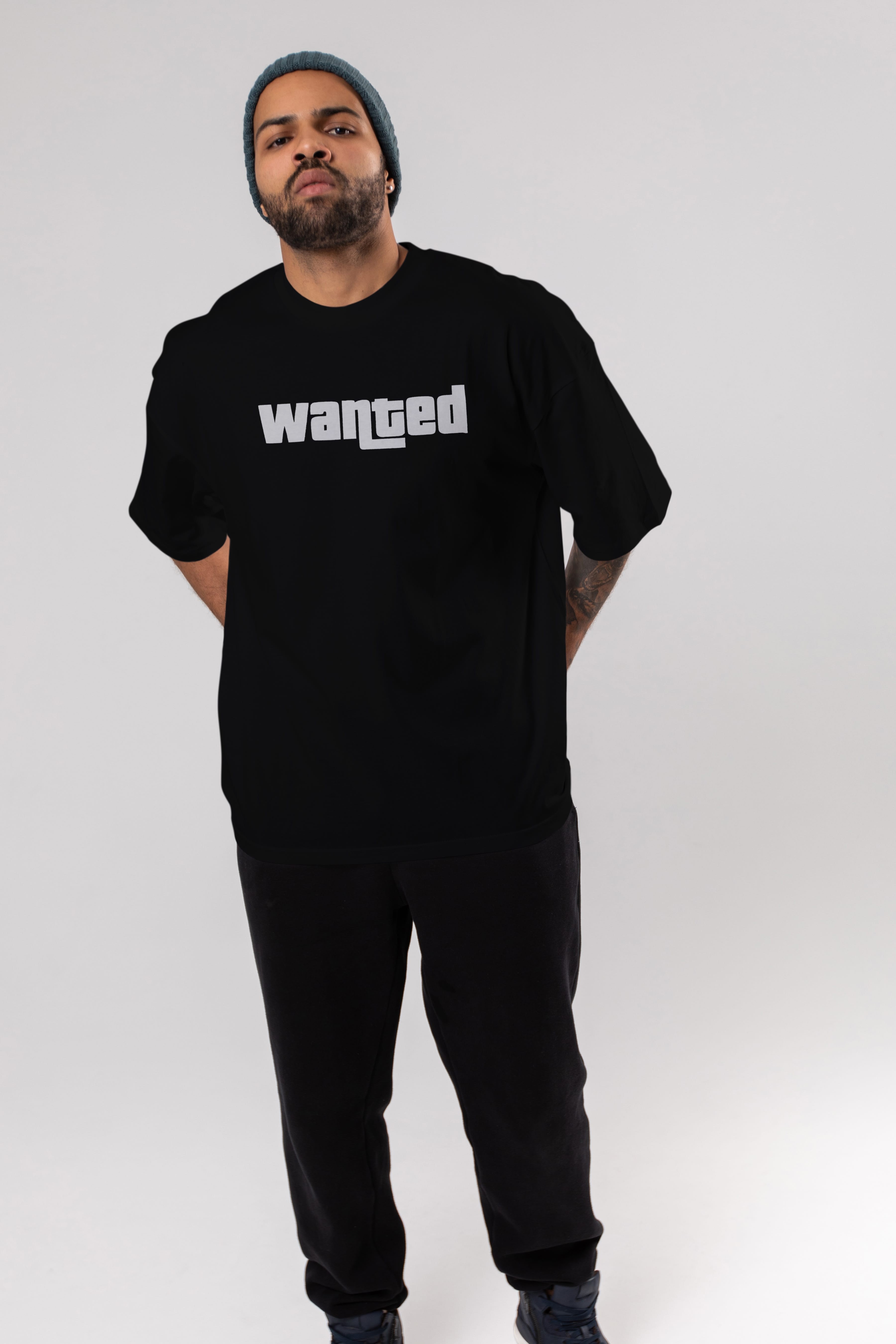 Wanted Ön Baskılı Oversize t-shirt %100 pamuk Erkek Kadın Unisex