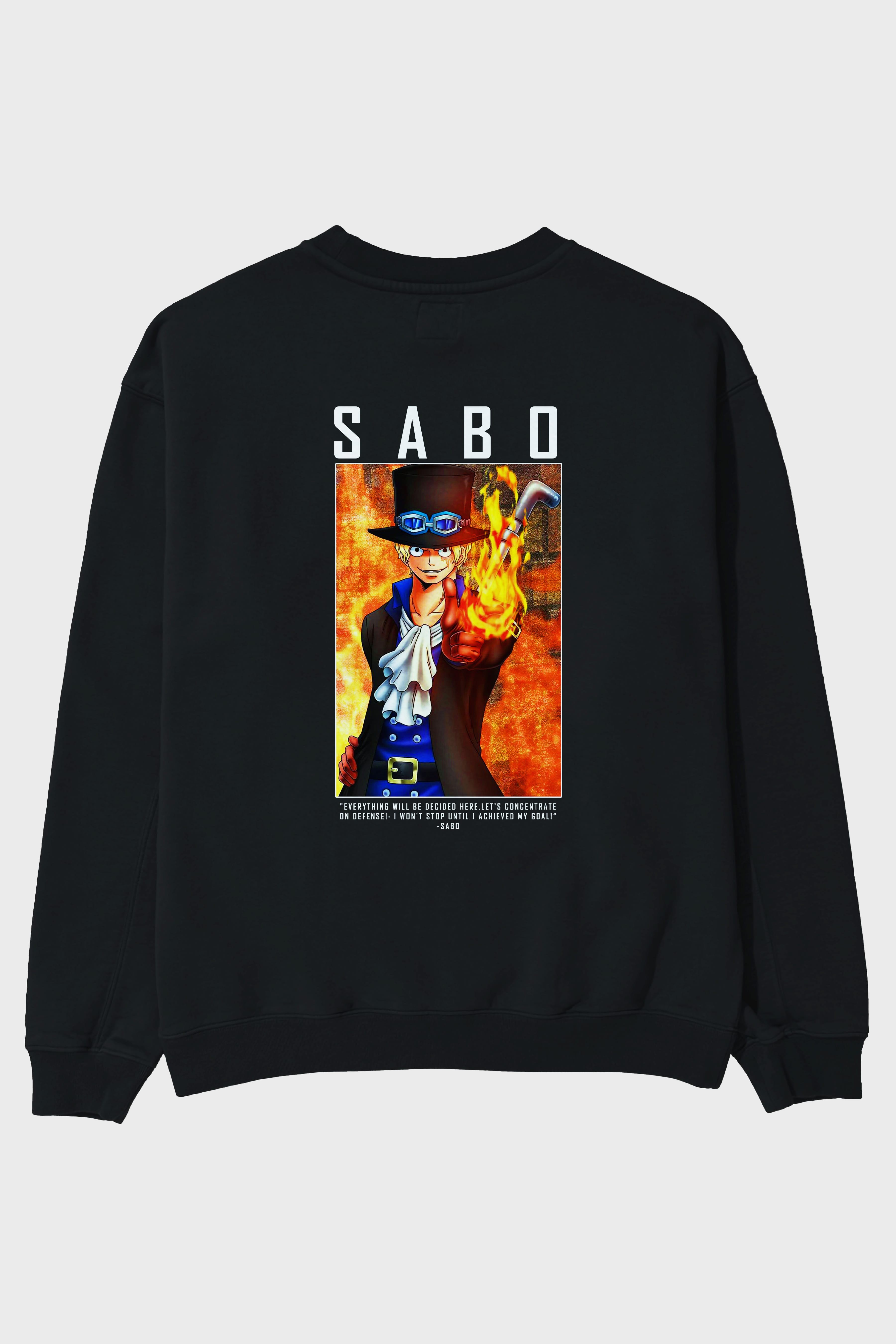 Sabo Arka Baskılı Anime Oversize Sweatshirt Erkek Kadın Unisex