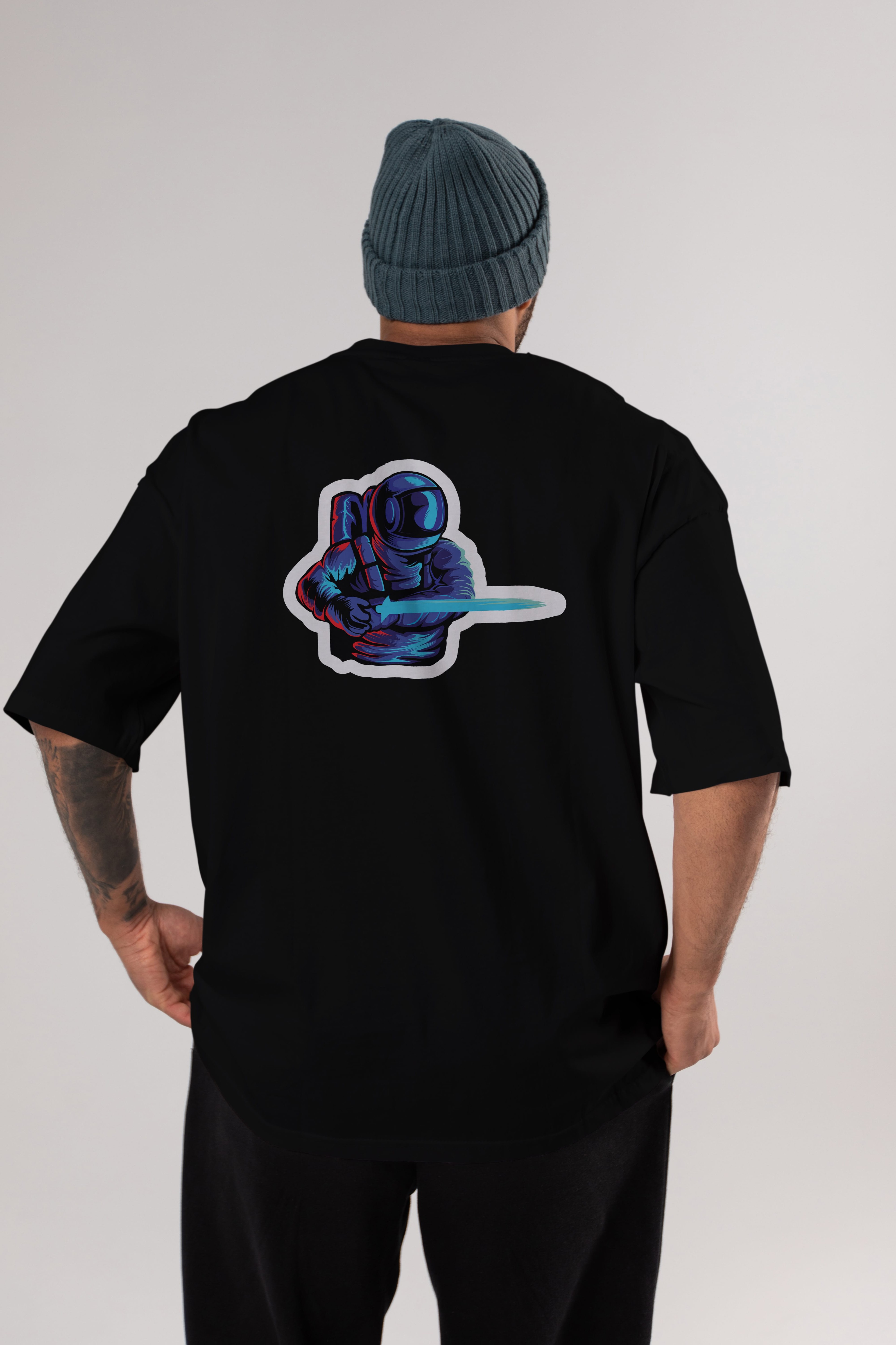 Astro Knight Sticker Arka Baskılı Oversize t-shirt Erkek Kadın Unisex