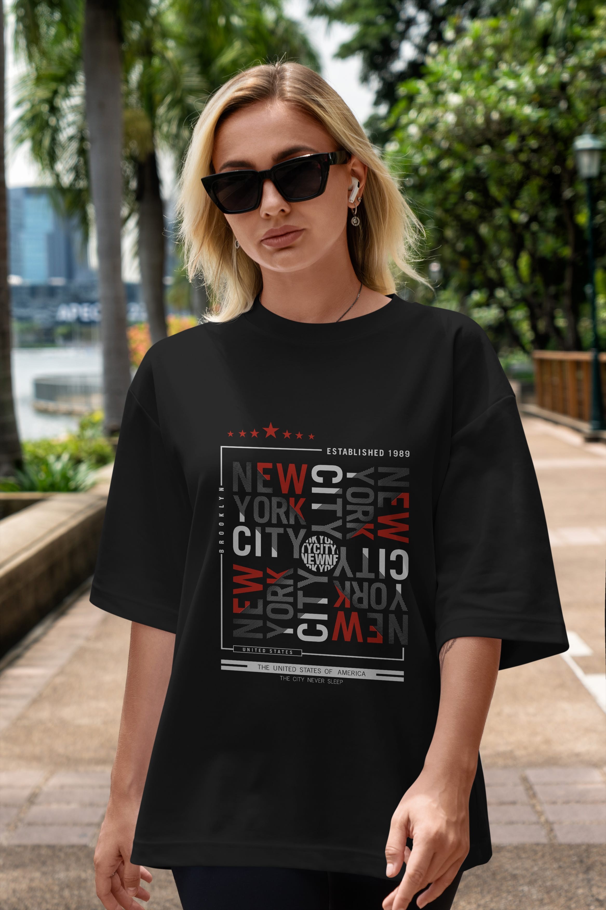 New York Style 2 Ön Baskılı Oversize t-shirt Erkek Kadın Unisex