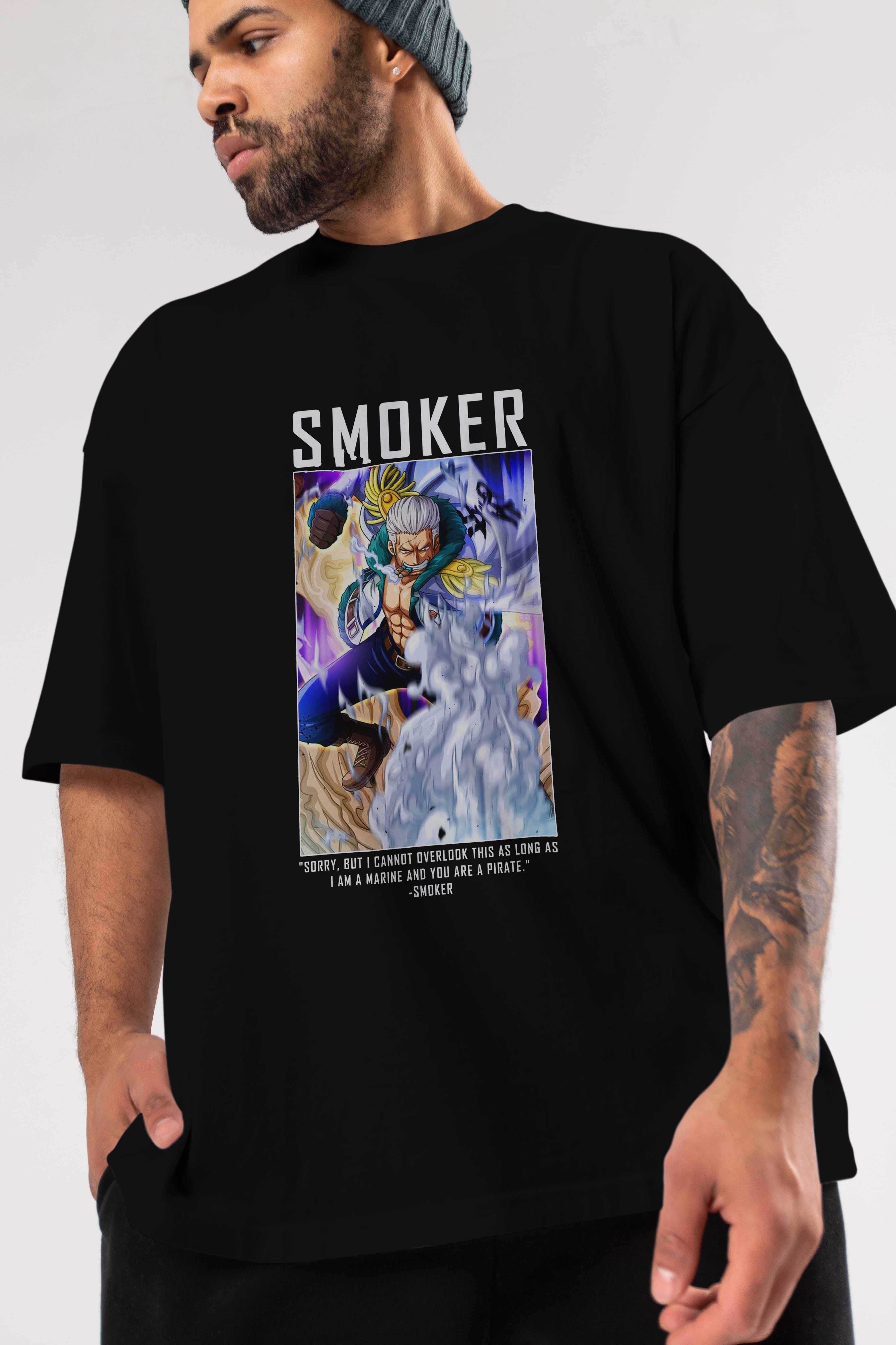 Smoker Anime Ön Baskılı Oversize t-shirt Erkek Kadın Unisex