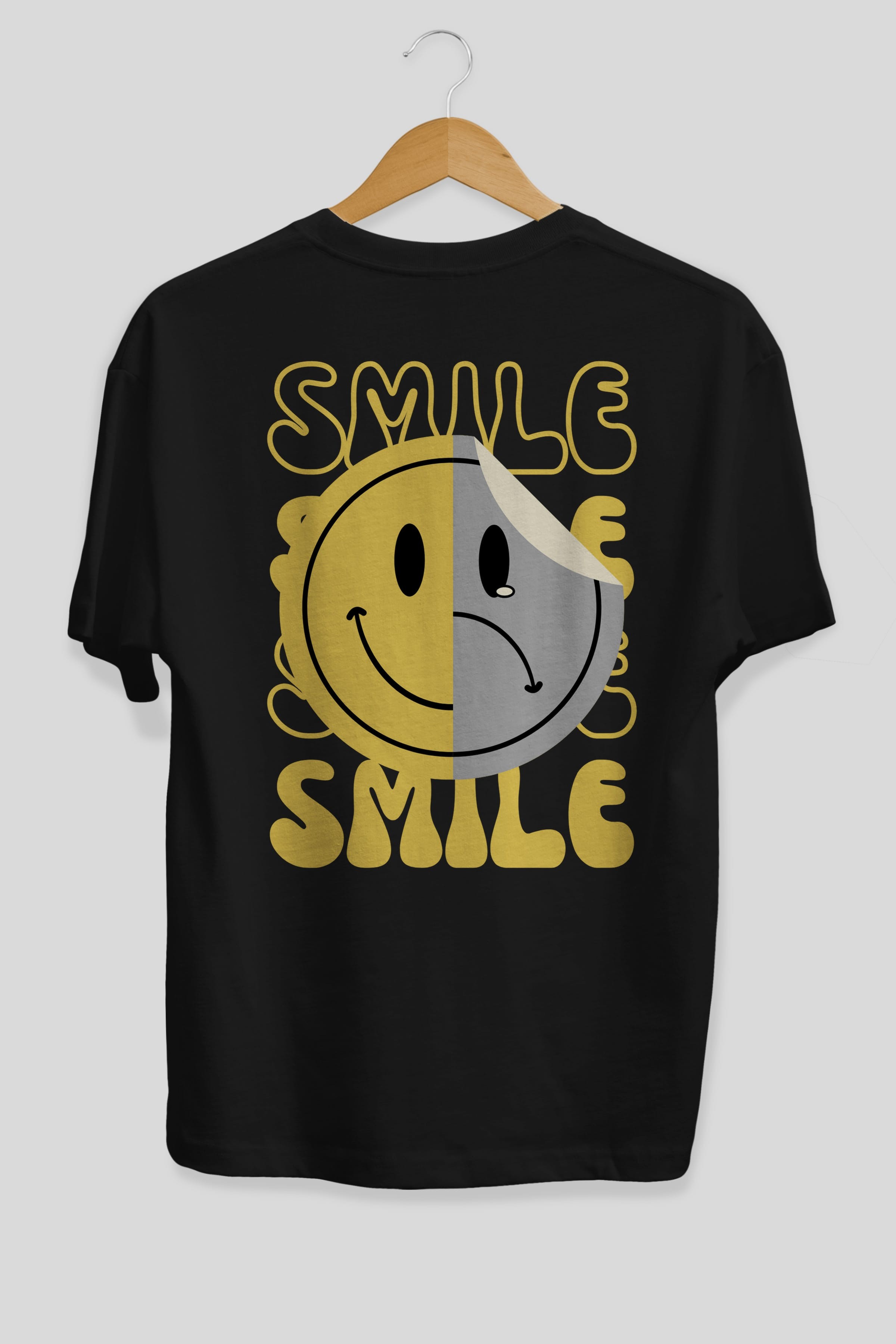 Smile Yazılı Arka Baskılı Oversize t-shirt Erkek Kadın Unisex