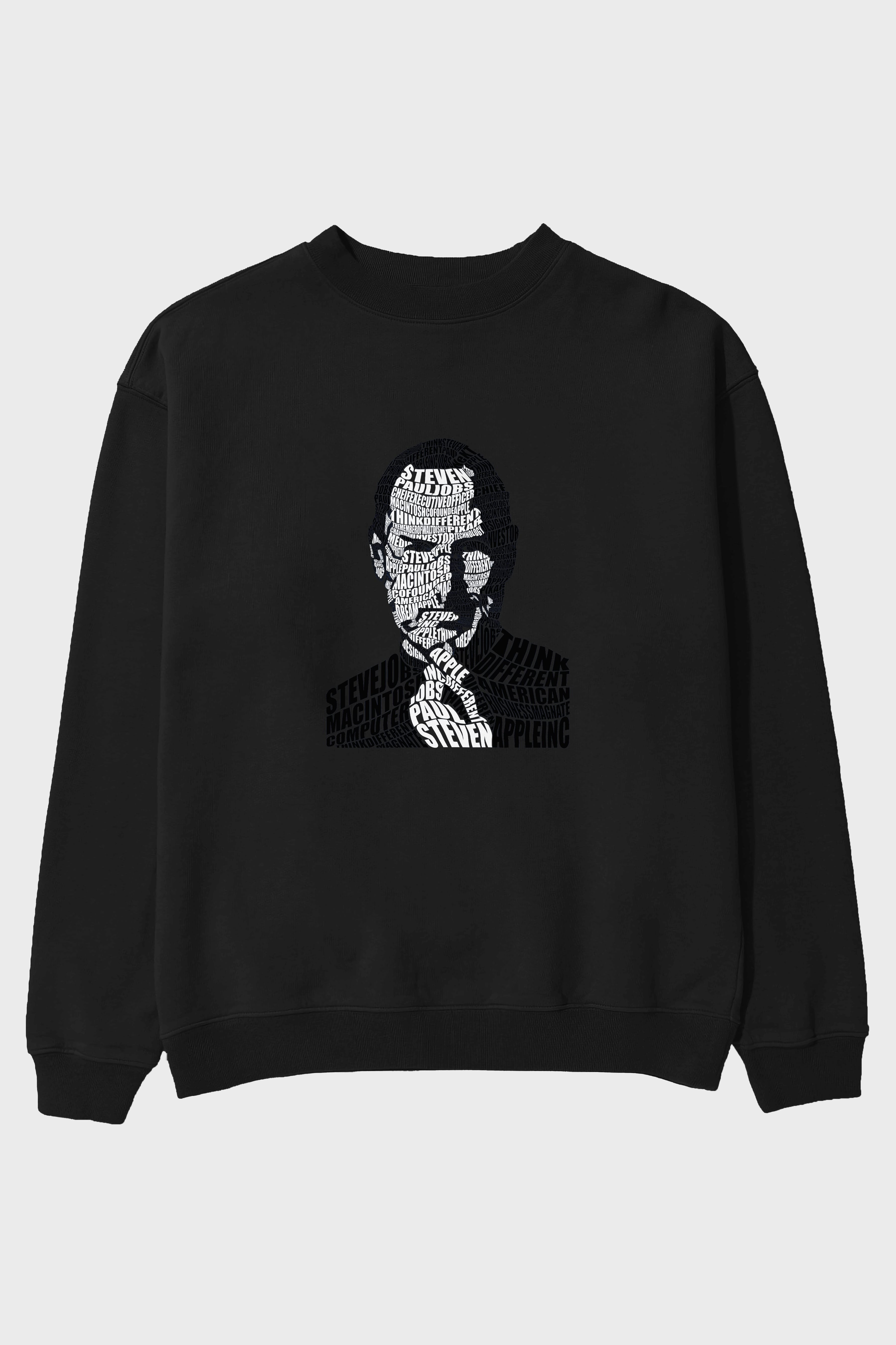 Steve Jobs Calligram Ön Baskılı Oversize Sweatshirt Erkek Kadın Unisex