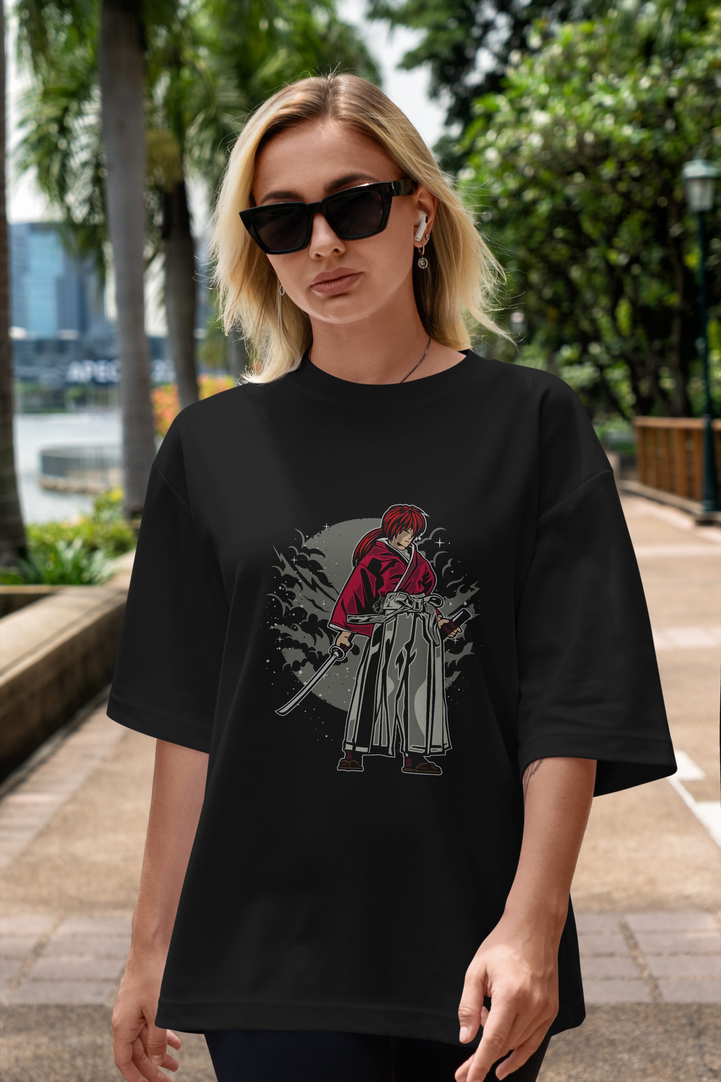 kenshin Ön Baskılı Oversize t-shirt Erkek Kadın Unisex %100 Pamuk tişort