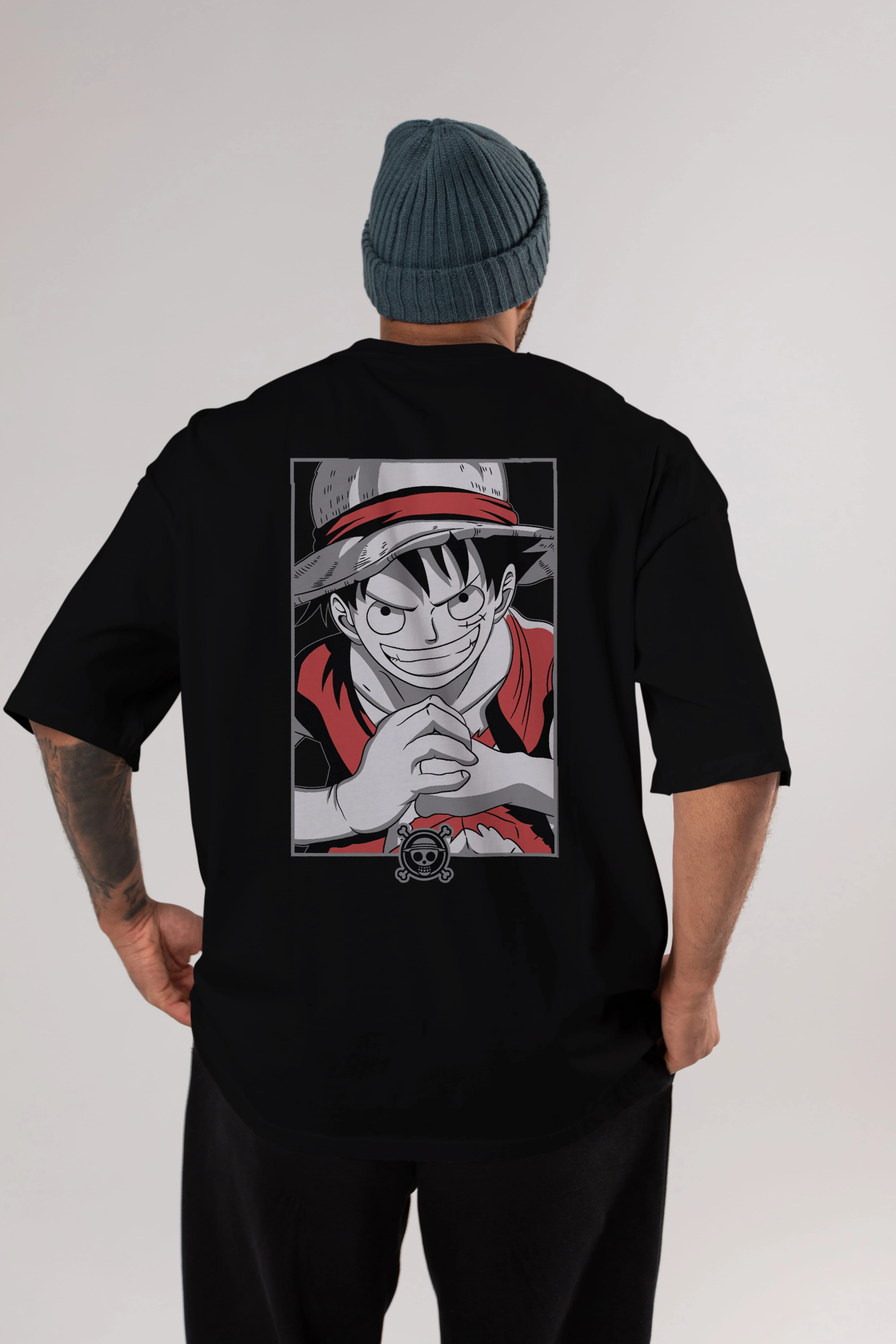 LUFF D. MONKEY OnePiece Anime Arka Baskılı Oversize t-shirt Erkek Kadın Unisex