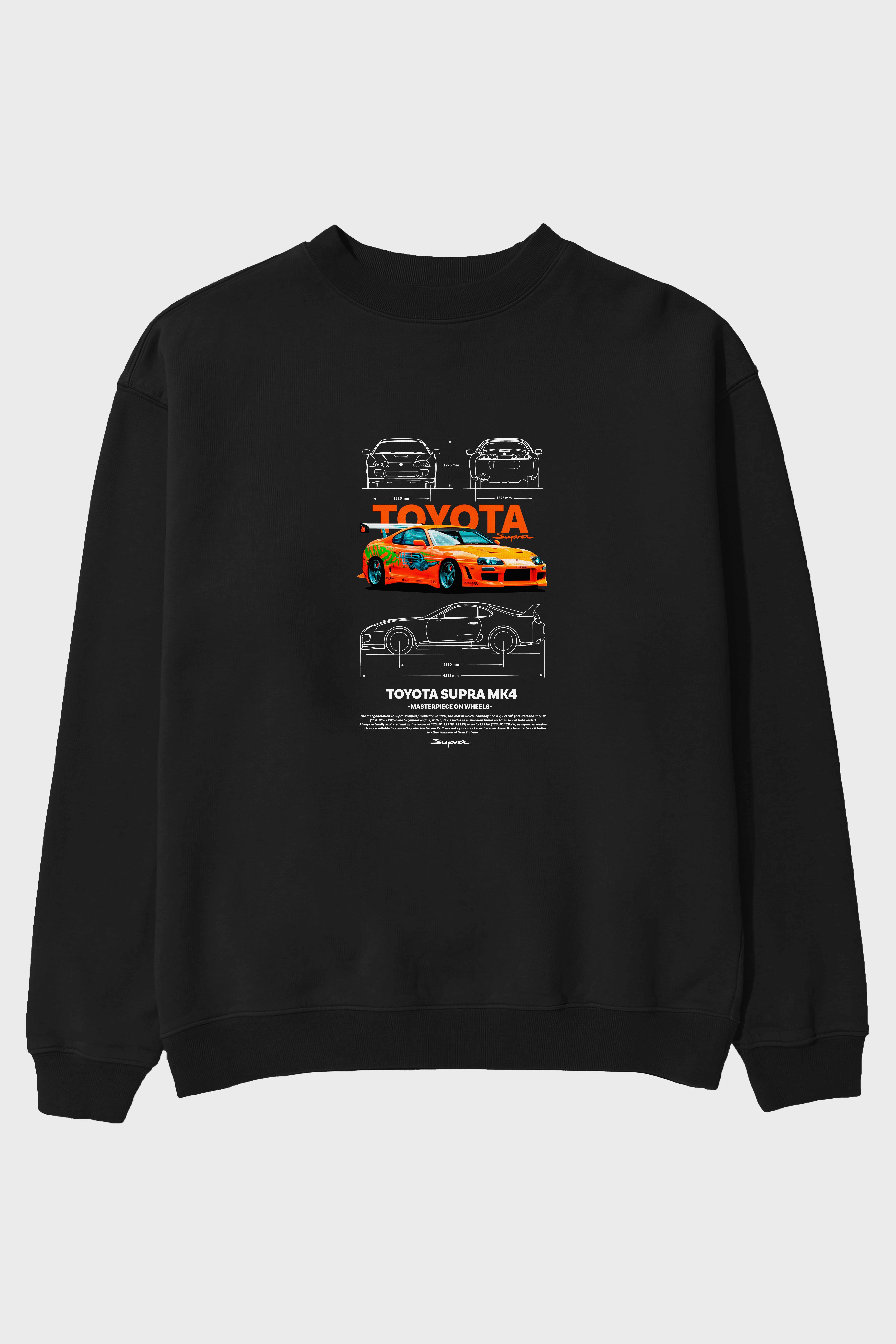 Toyota SUPRA MK4 3 Ön Baskılı Anime Oversize Sweatshirt Erkek Kadın Unisex