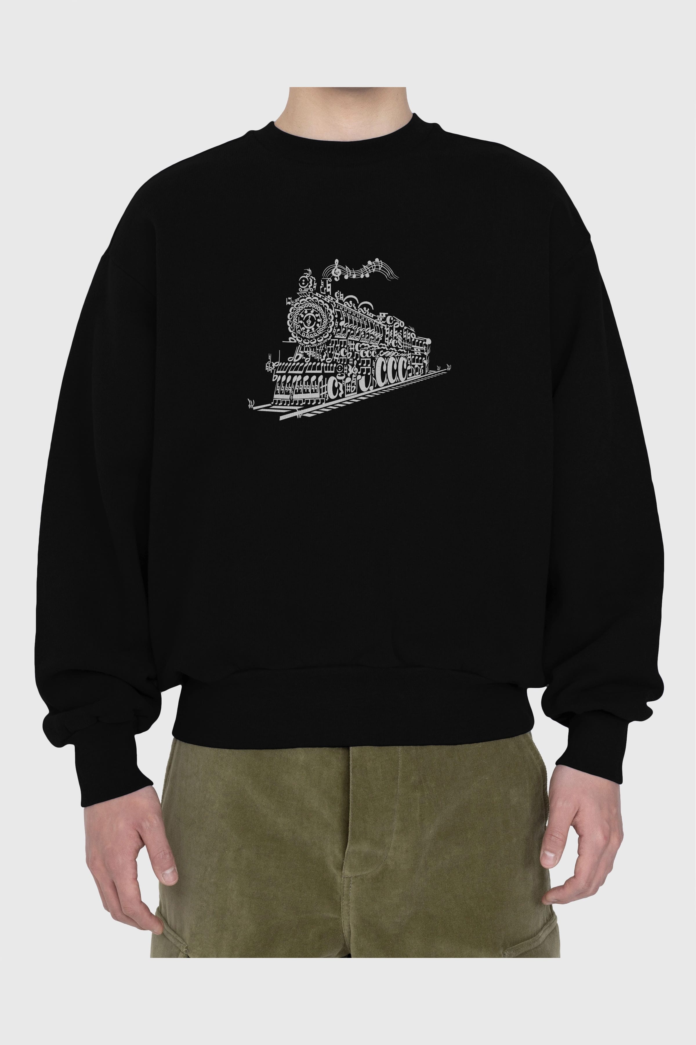 Train Song Ön Baskılı Oversize Sweatshirt Erkek Kadın Unisex