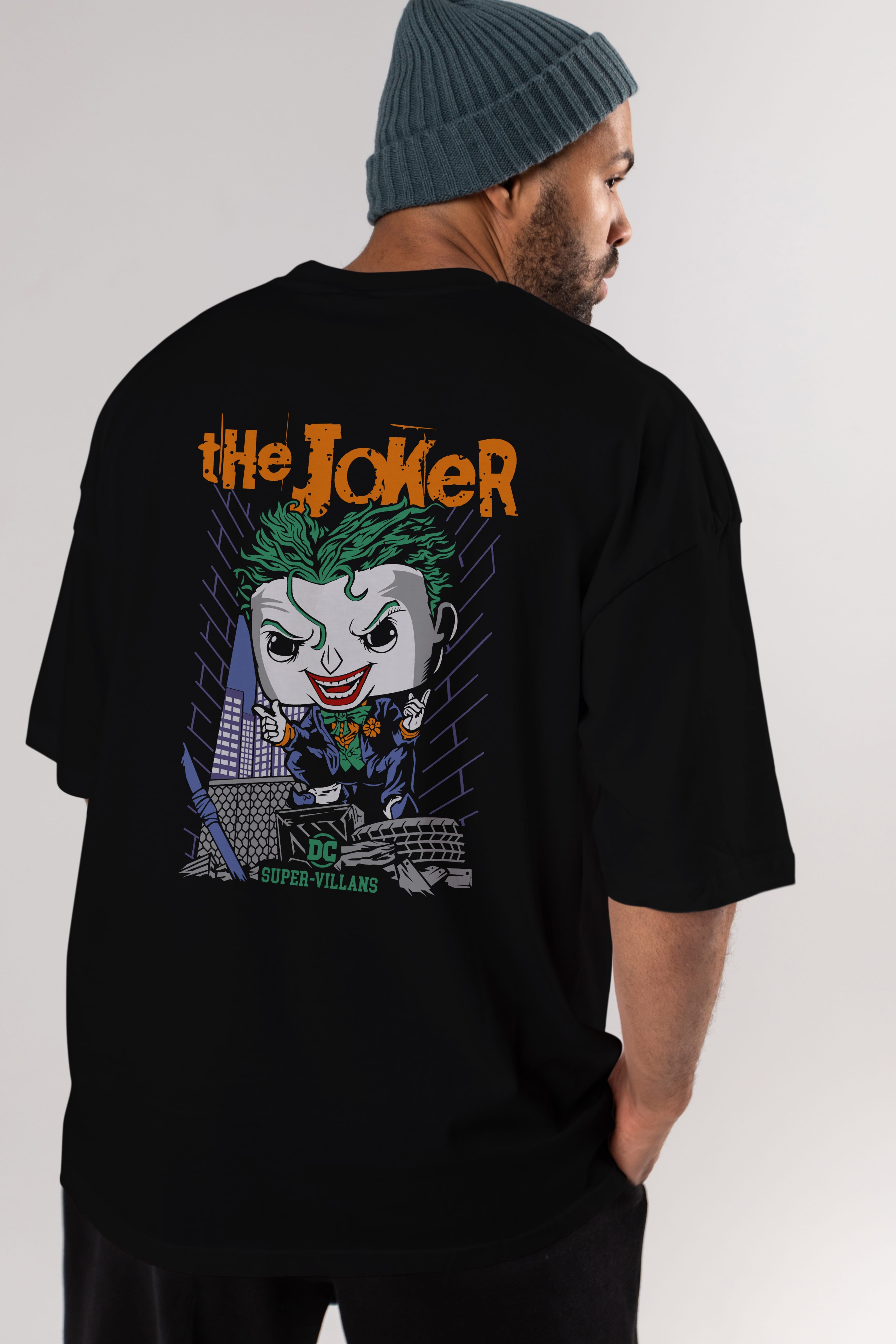 Joker (6) Arka Baskılı Oversize t-shirt Erkek Kadın Unisex %100 Pamuk Bisiklet Yaka tişort