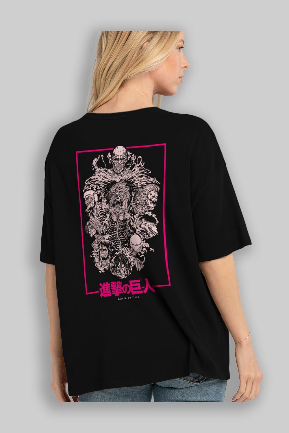 ATTACK ON TITANS Anime Arka Baskılı Oversize t-shirt Erkek Kadın Unisex