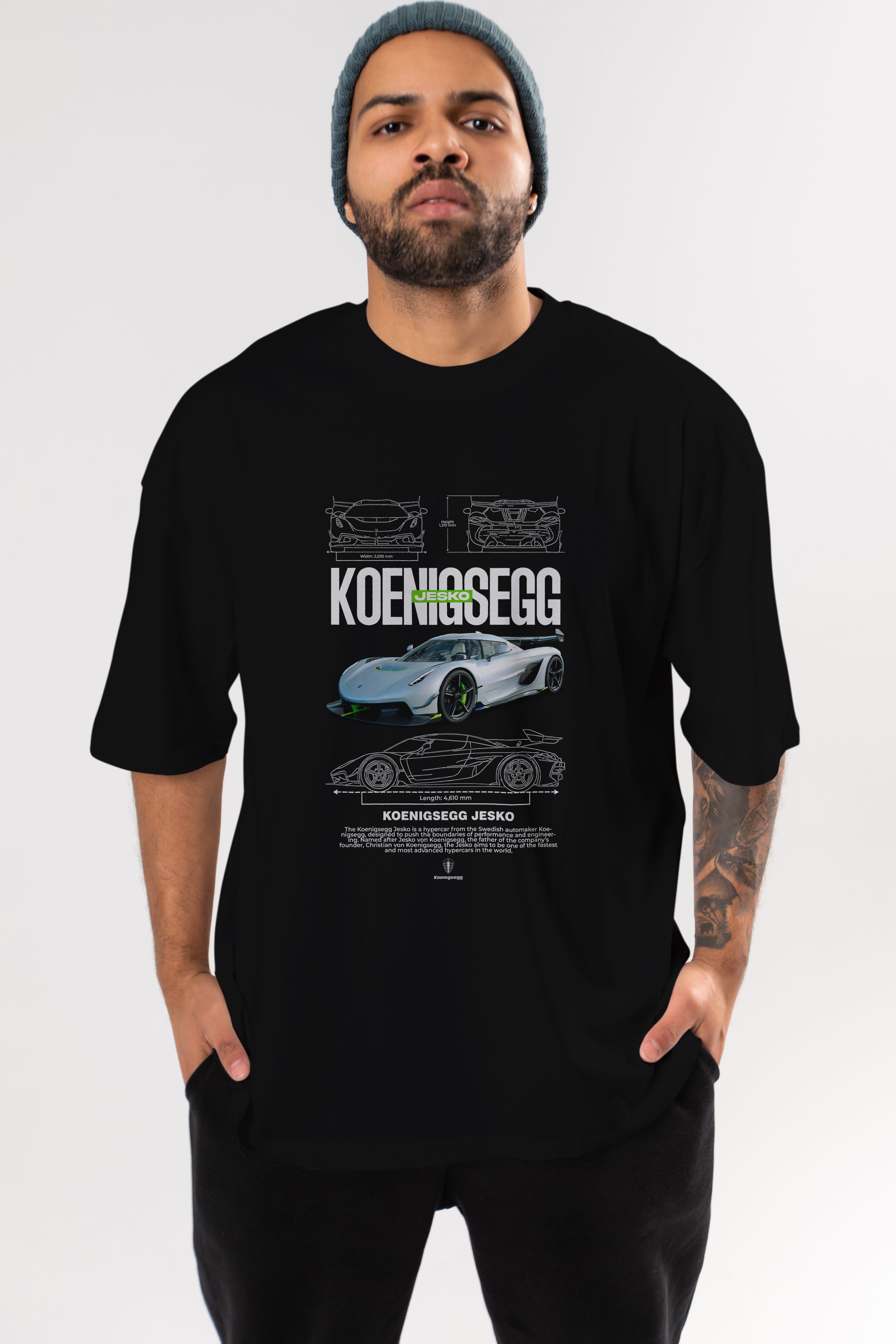 KOENIGSEGG JESKO Ön Baskılı Oversize t-shirt Erkek Kadın Unisex %100 Pamuk Bisiklet Yaka tişort