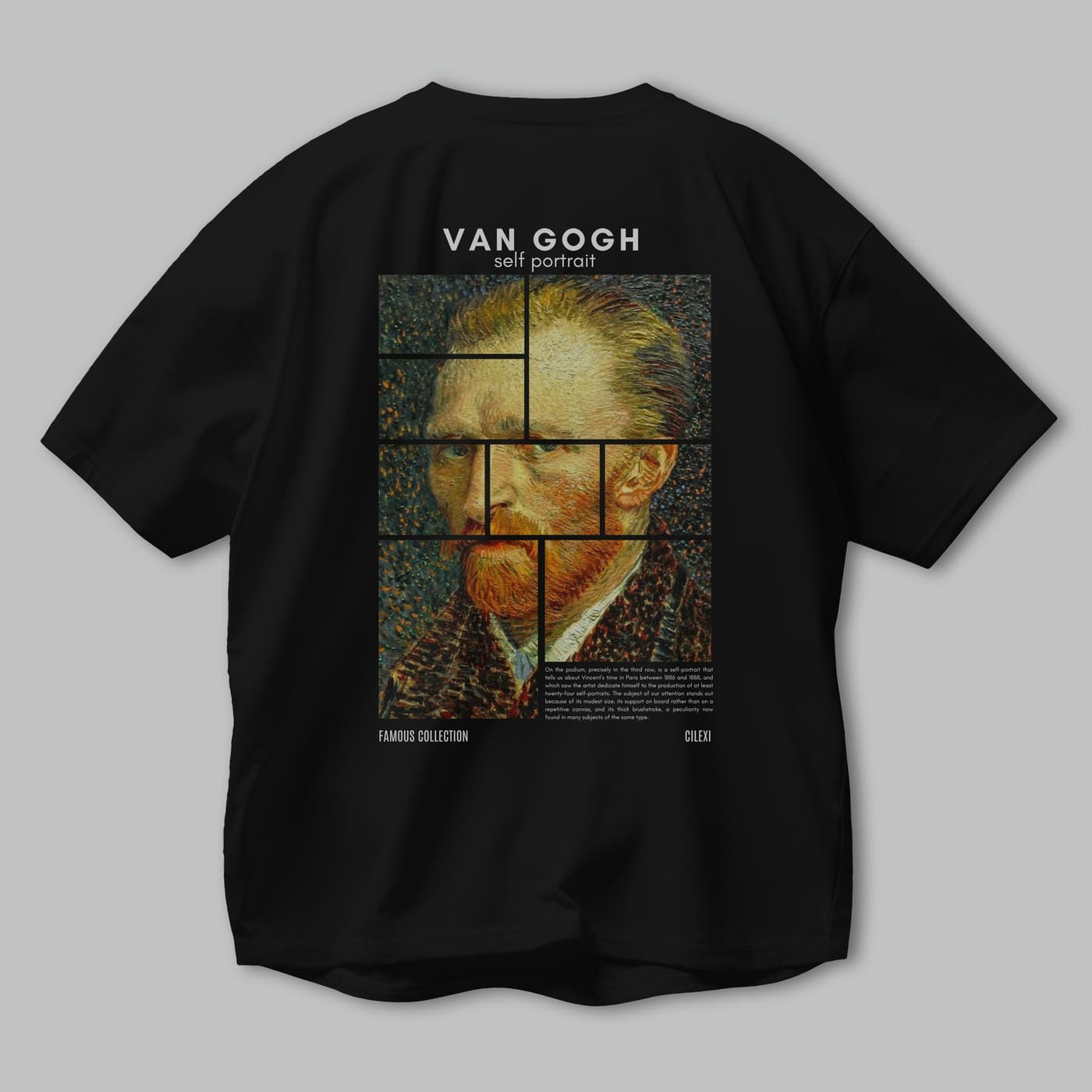 Van Gogh Self Portrait Arka Baskılı Oversize t-shirt Erkek Kadın Bisiklet Yaka Pamuk tişort