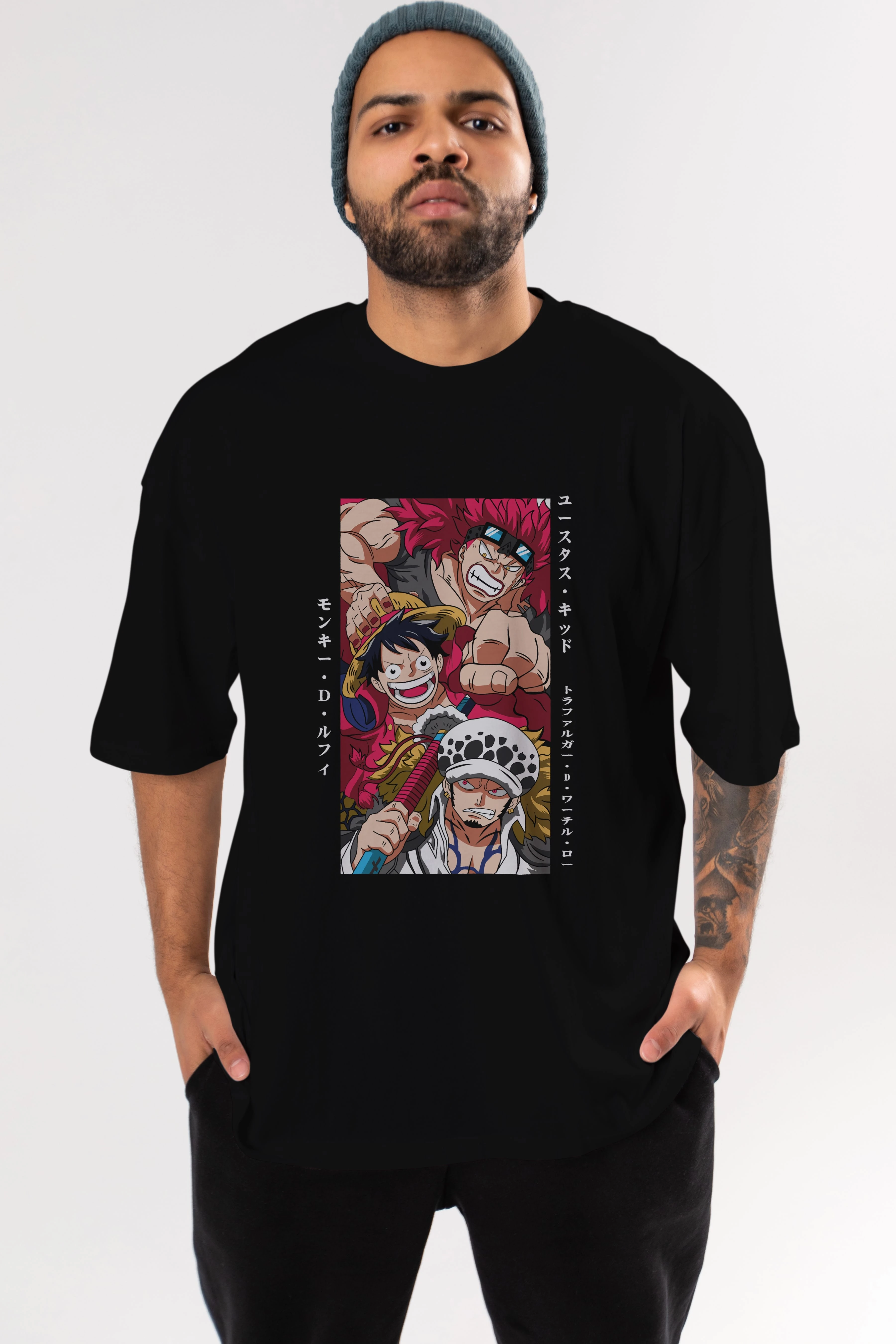 SUPER NOVAS one piece Anime Ön Baskılı Oversize t-shirt %100 pamuk Erkek Kadın Unisex