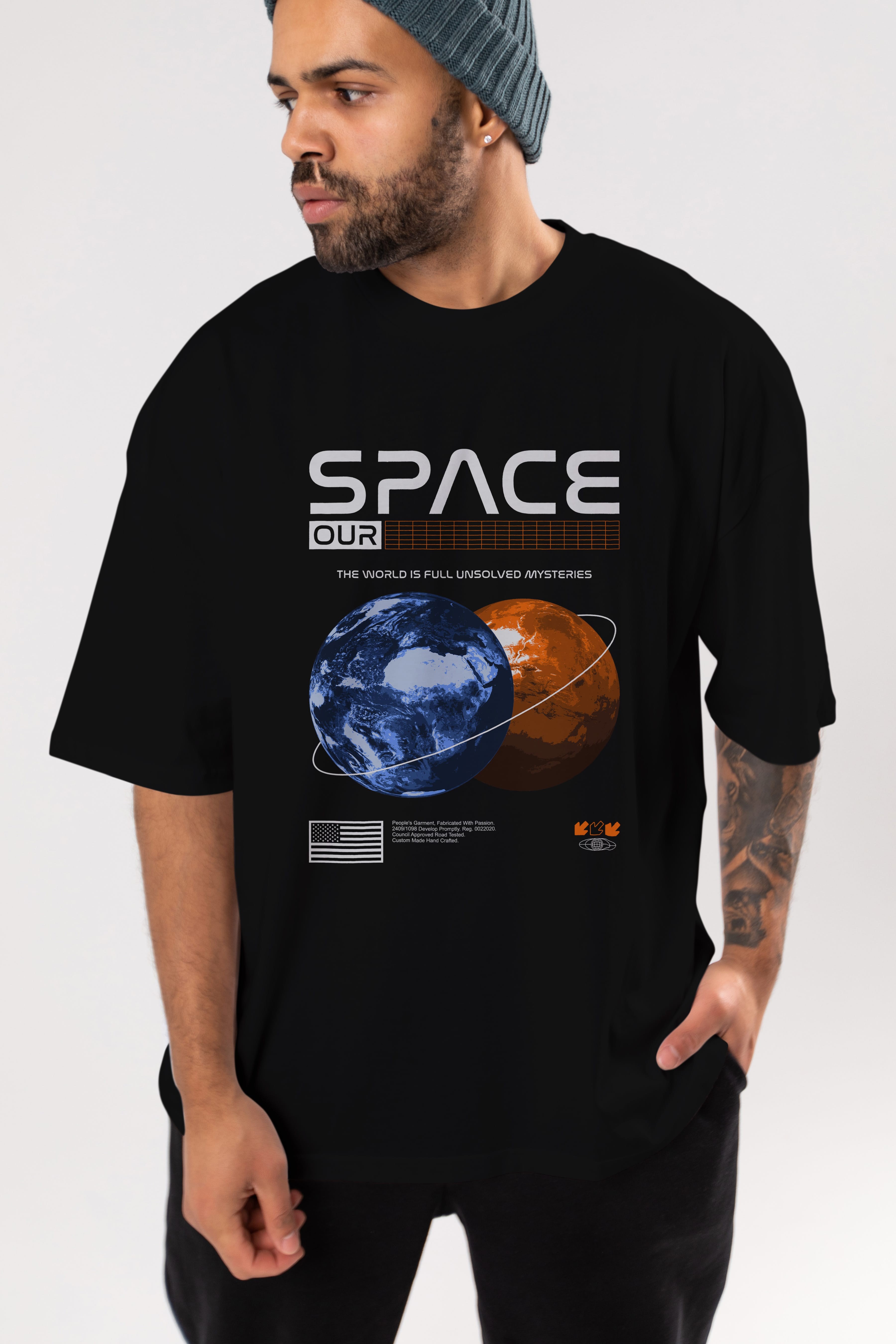 Space Our Ön Baskılı Oversize t-shirt Erkek Kadın Unisex