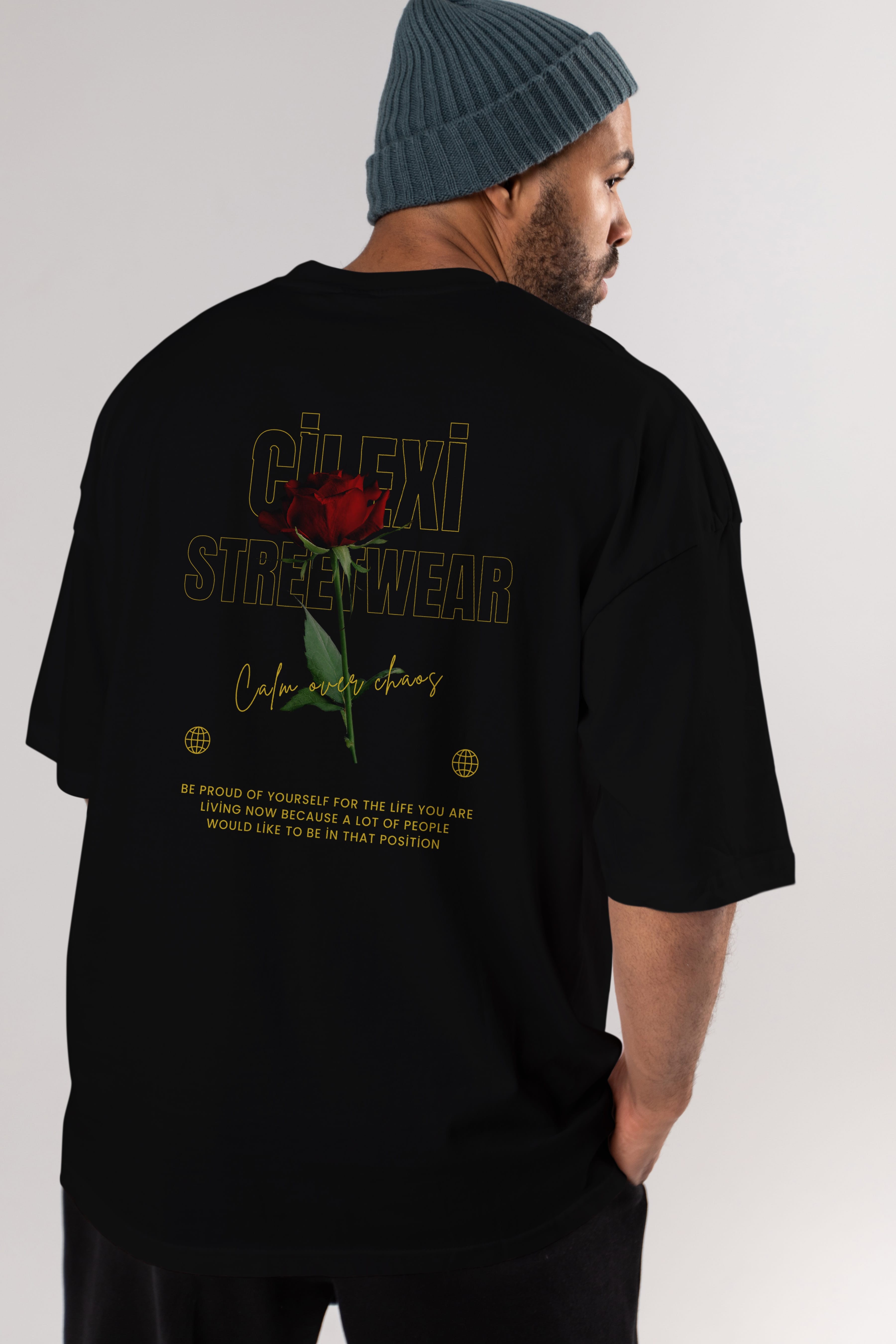Rose Cilexi Streetwear Arka Baskılı Oversize t-shirt Erkek Kadın Unisex