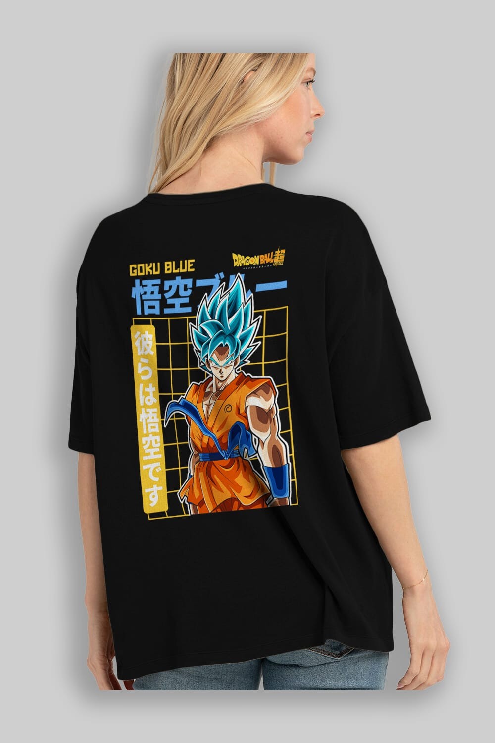 GOKU 1 Anime Arka Baskılı Oversize t-shirt Erkek Kadın Unisex