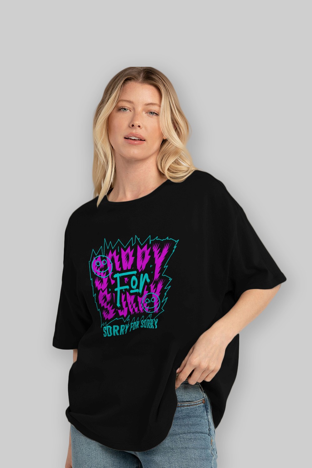 Sorry for Sorry Ön Baskılı Oversize t-shirt Erkek Kadın Unisex