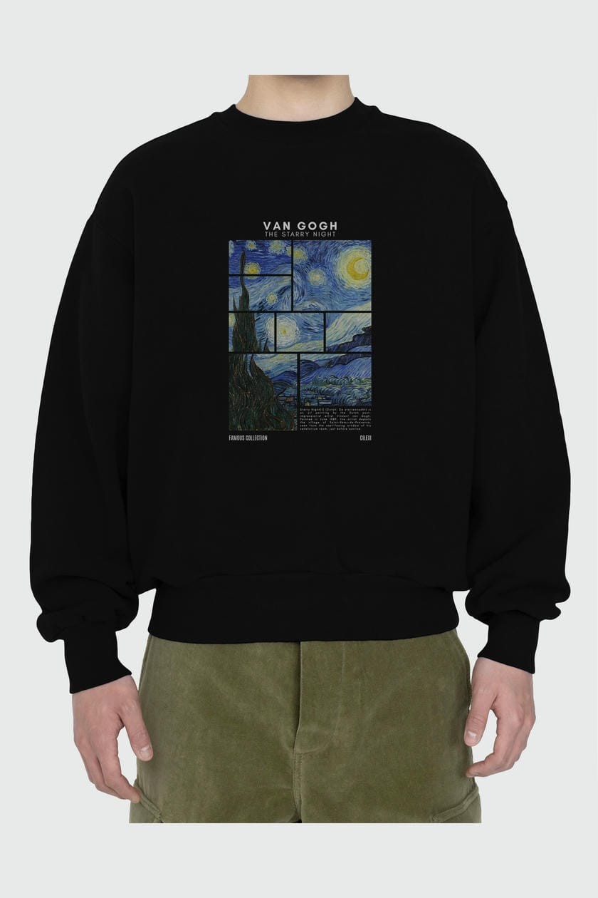 Van Gogh The Starry Night ön Baskılı Oversize Sweatshirt Erkek Kadın Unisex