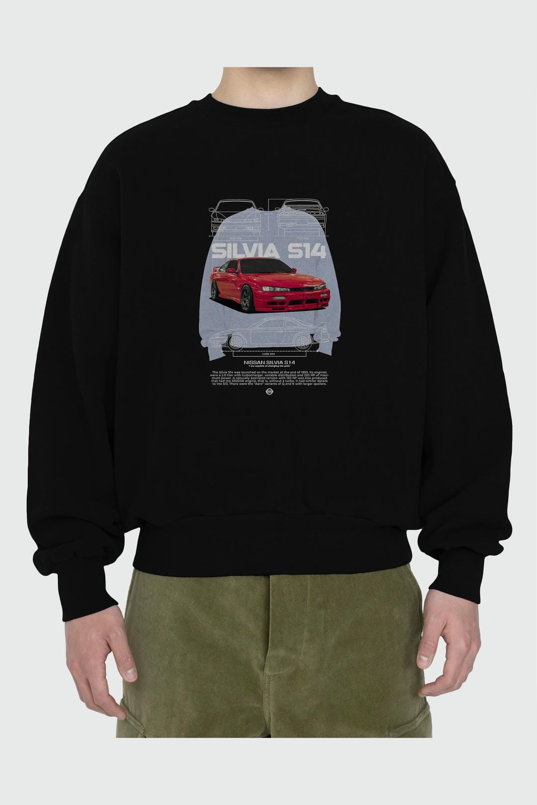 Nissan Silvia s14 Ön Baskılı Anime Oversize Sweatshirt Erkek Kadın Unisex