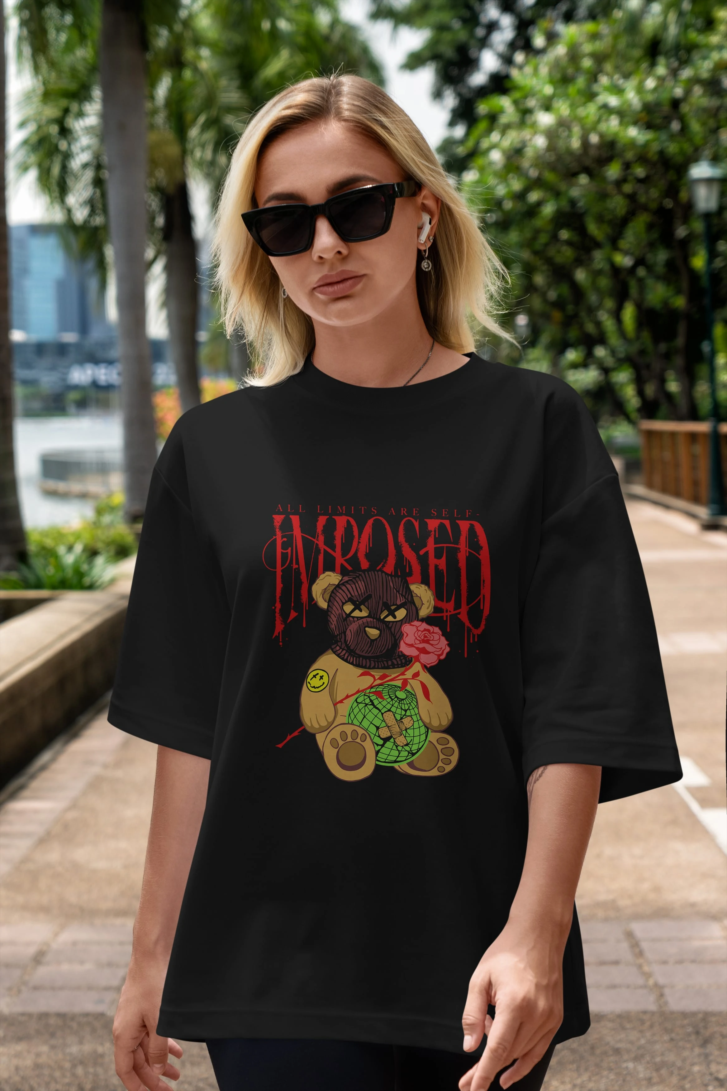 All Limits Bear Ön Baskılı Oversize t-shirt Erkek Kadın Unisex