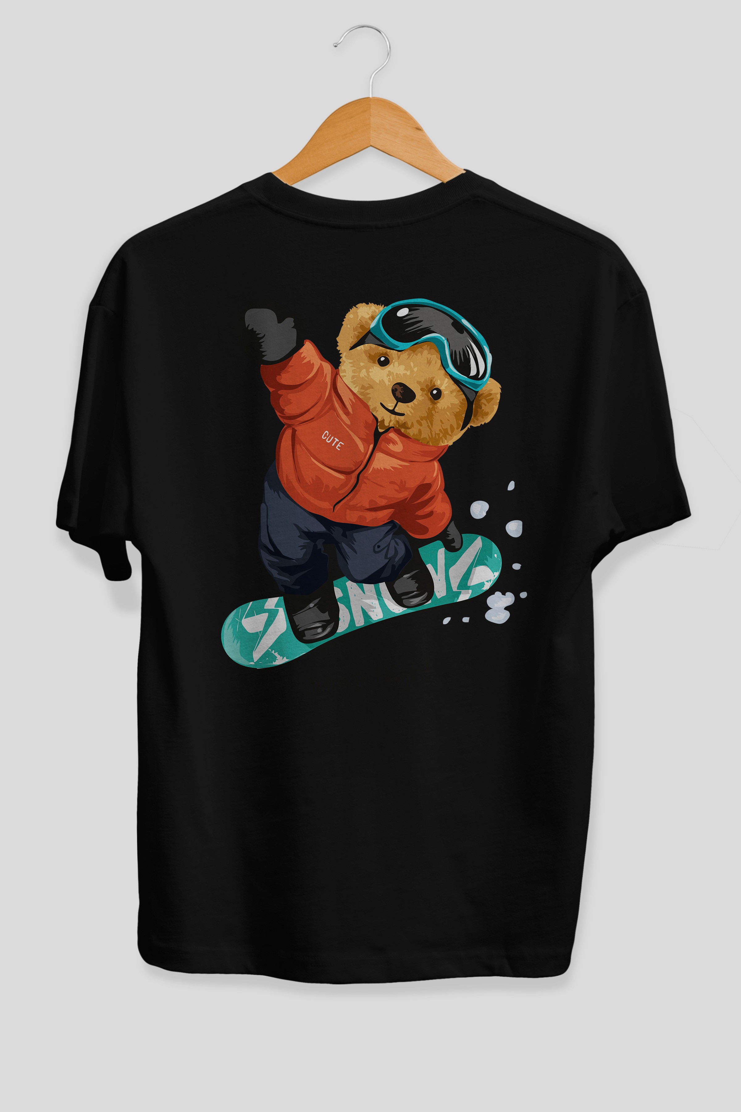 Teddy Bear Jump High Arka Baskılı Oversize t-shirt Erkek Kadın Unisex %100 Pamuk