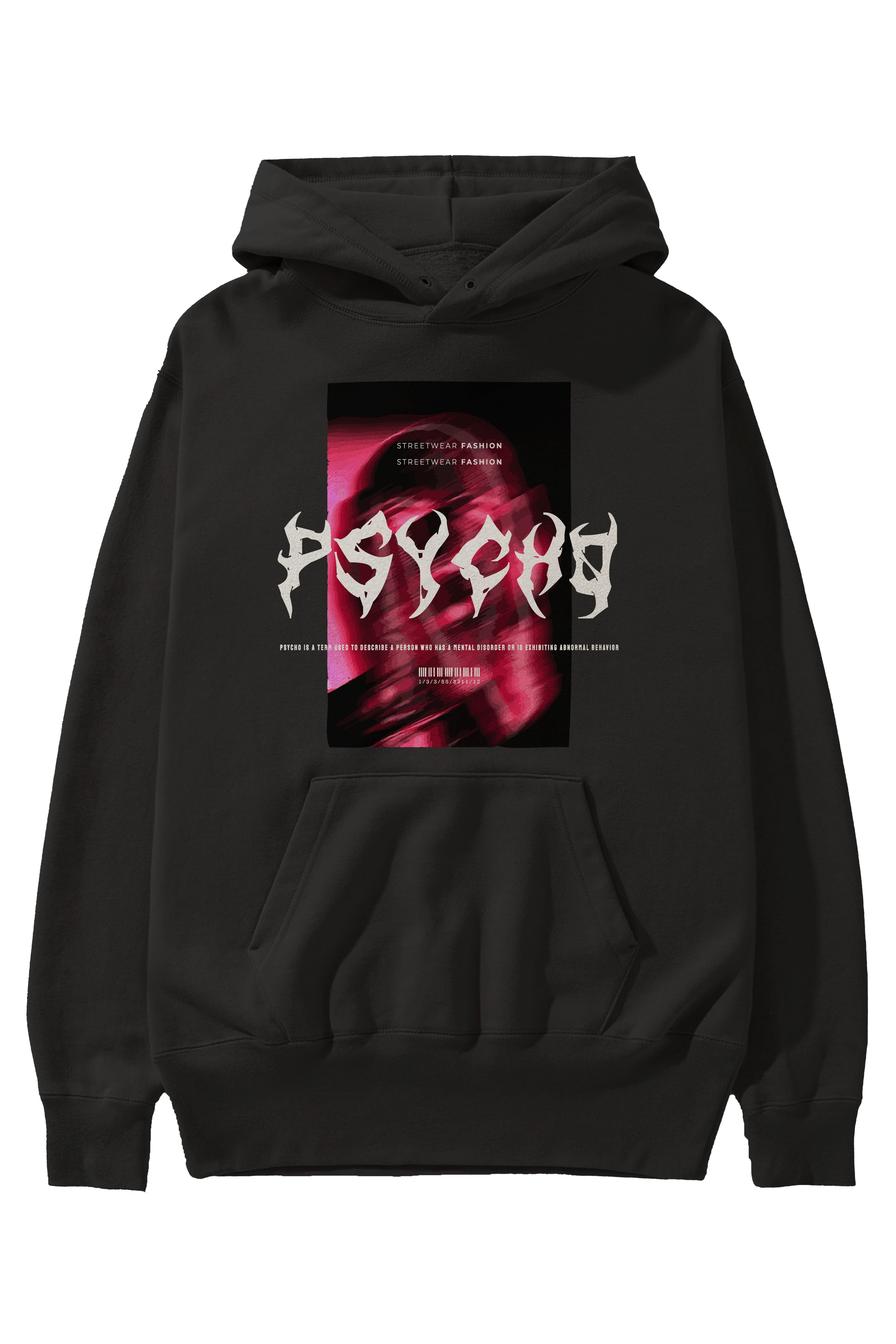 Psycho Streetwear Ön Baskılı Hoodie Oversize Kapüşonlu Sweatshirt Erkek Kadın Unisex