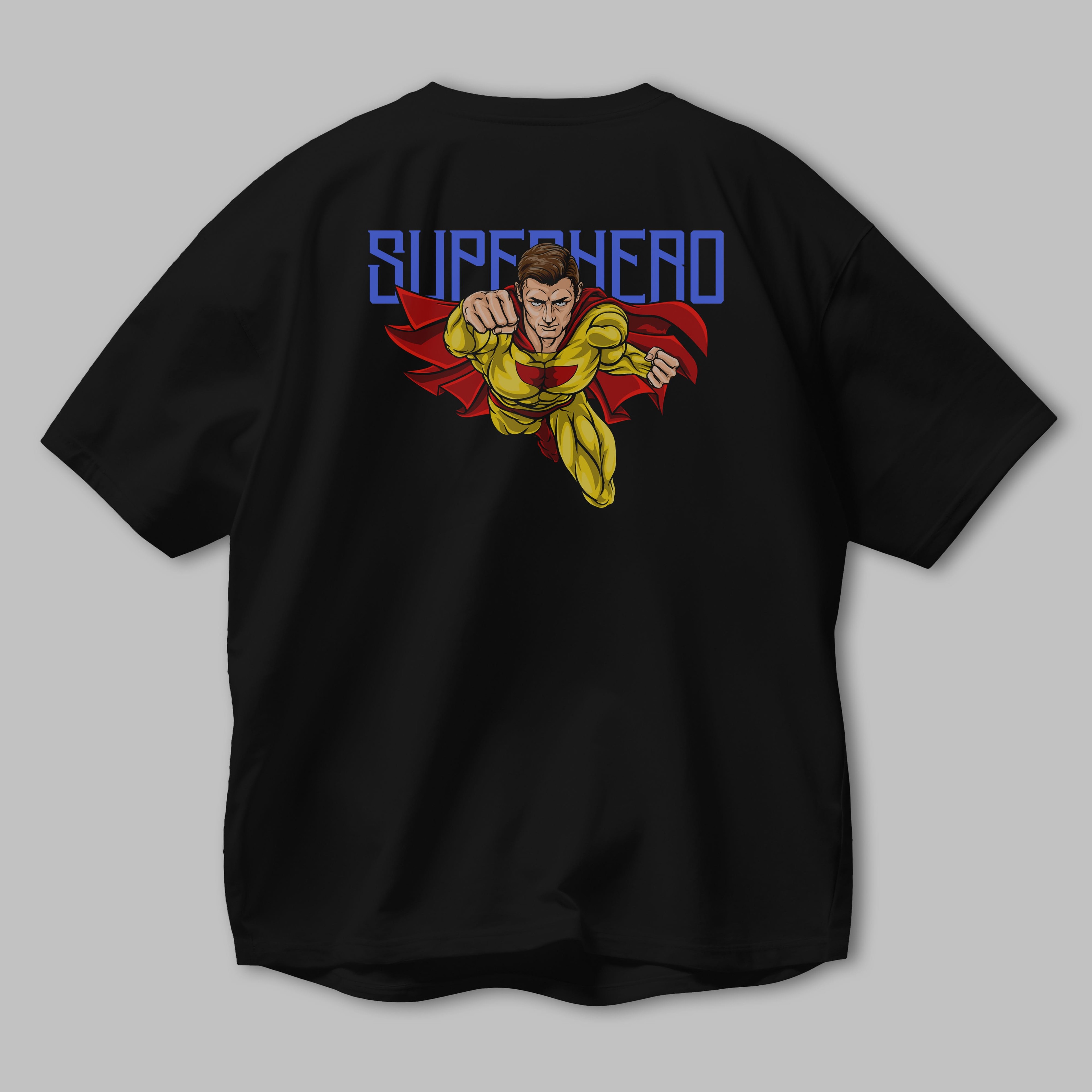 Super Hero Arka Baskılı Oversize t-shirt Erkek Kadın Unisex