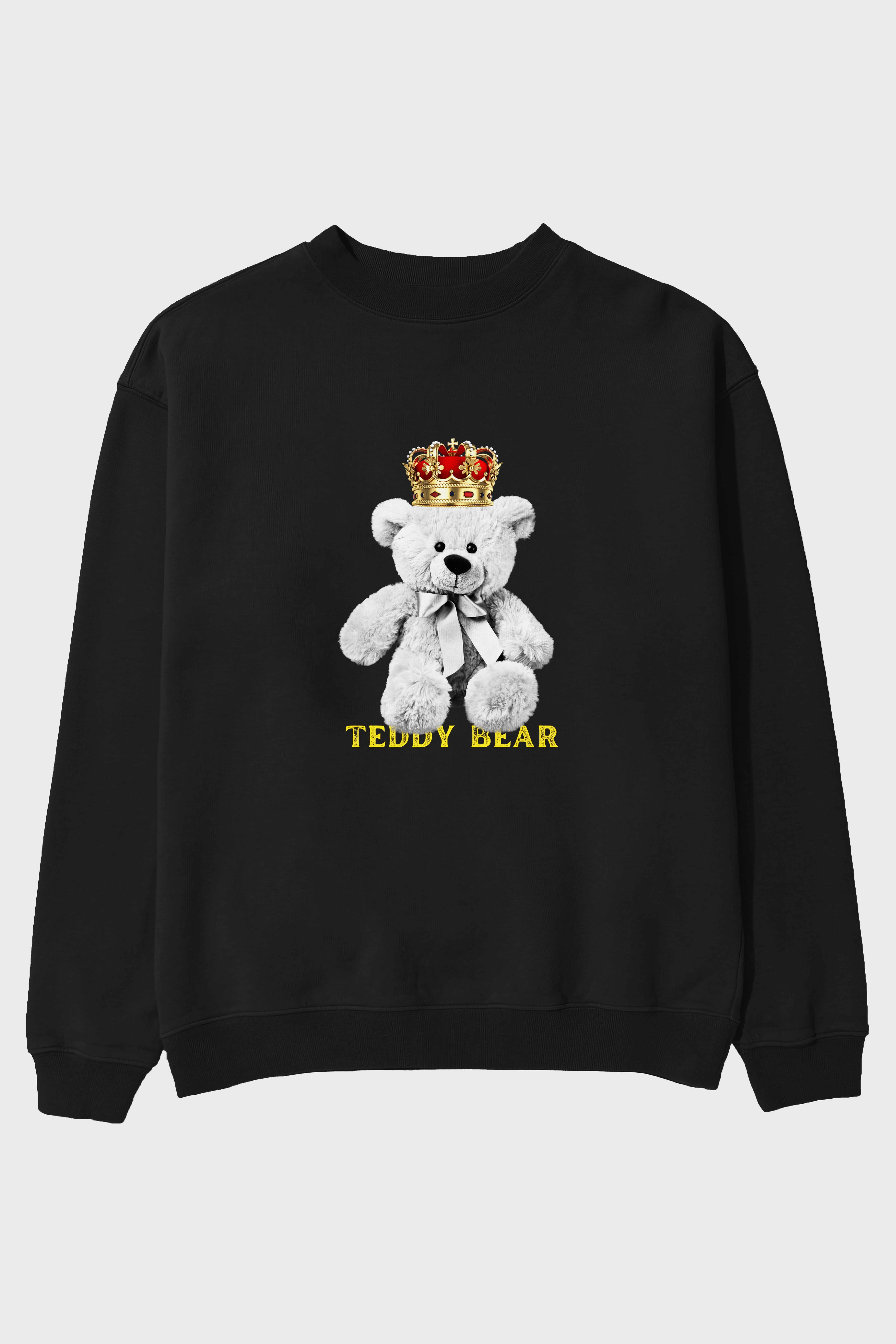 Teddy Bear Ön Baskılı Oversize Sweatshirt Erkek Kadın Unisex