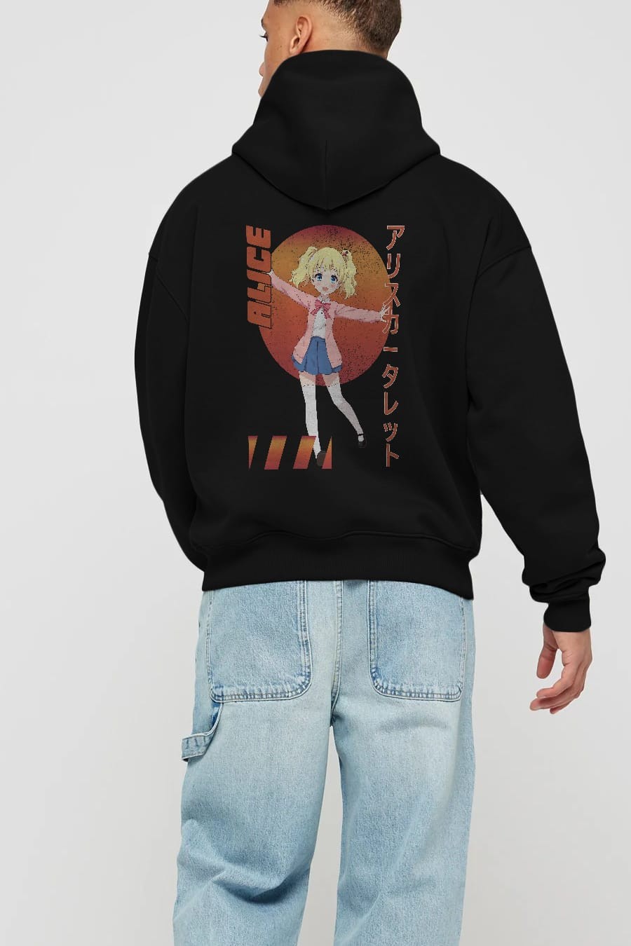 Alice Cartelet 15 Anime Arka Baskılı Hoodie Oversize Kapüşonlu Sweatshirt Erkek Kadın Unisex