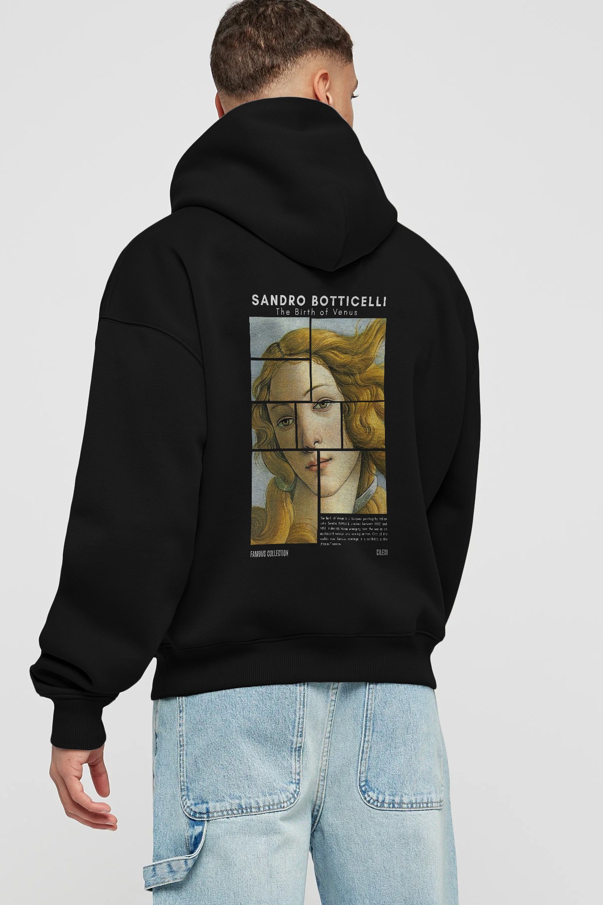 Sandro Botticelli Arka Baskılı Hoodie Oversize Kapüşonlu Sweatshirt Erkek Kadın