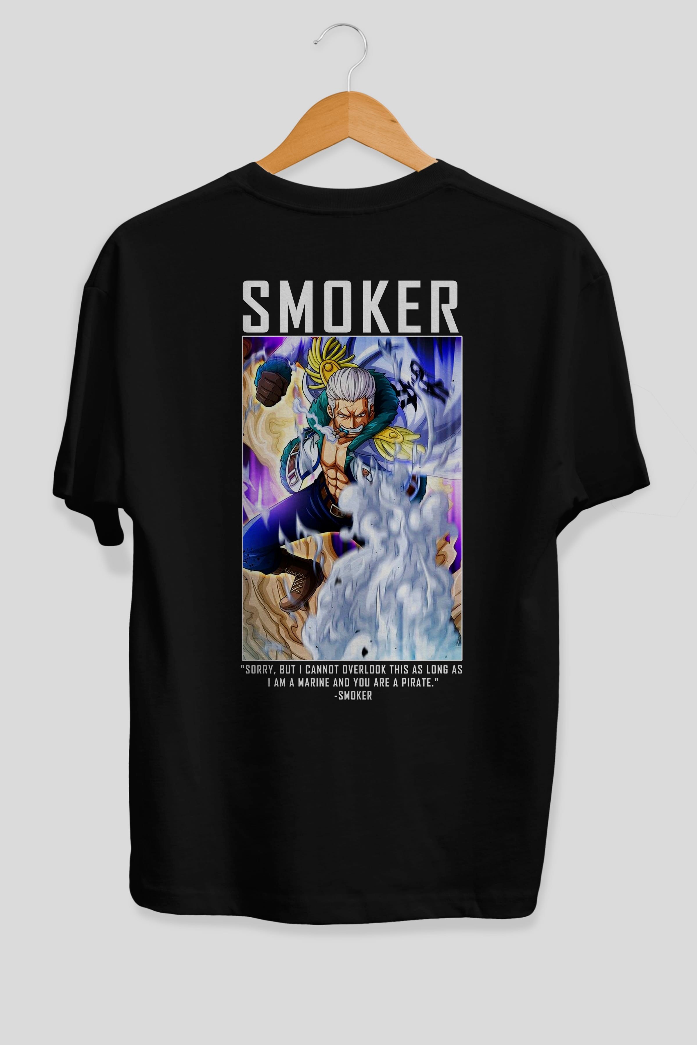 Smoker Anime Arka Baskılı Oversize t-shirt Erkek Kadın Unisex %100 pamuk tişort