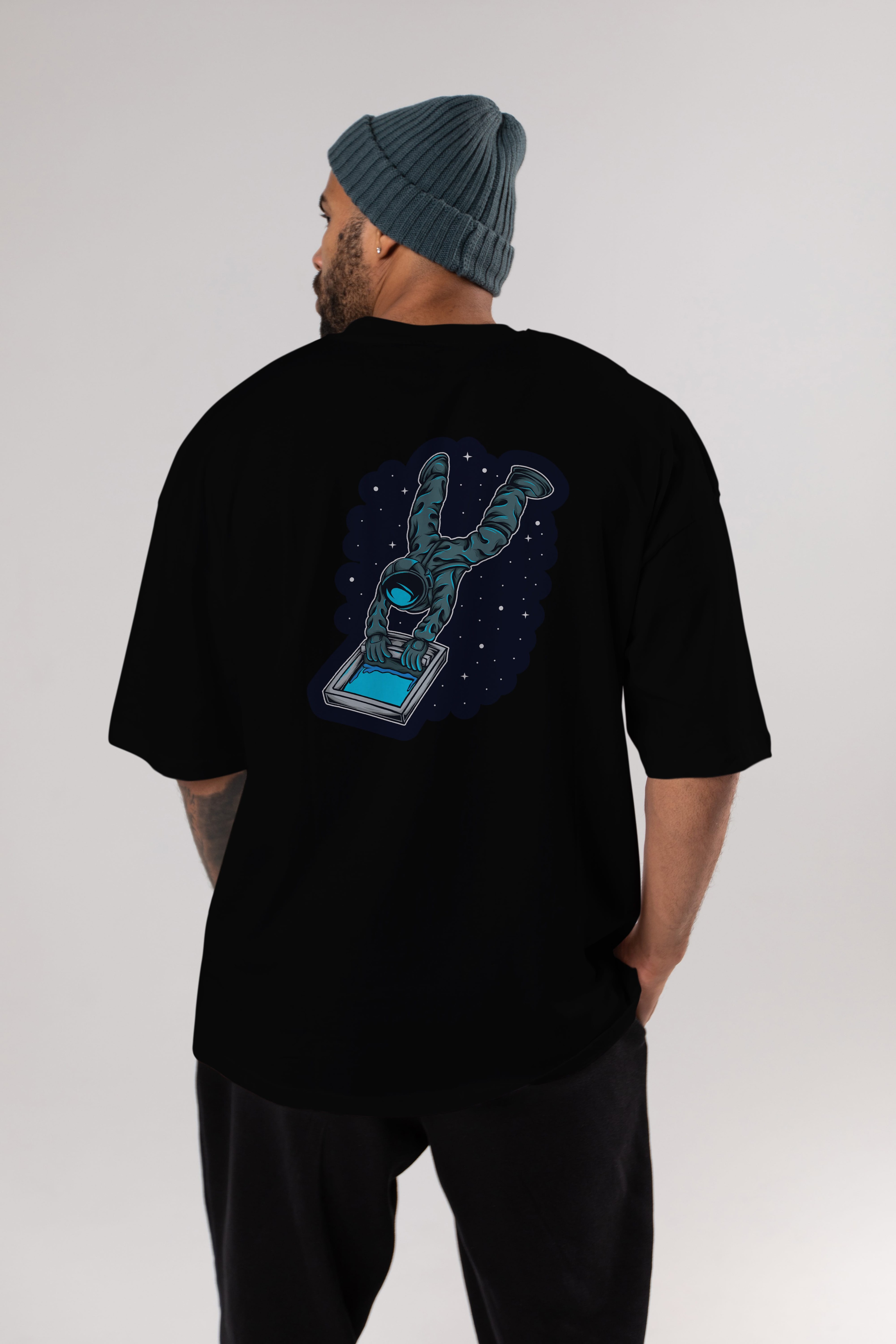 Astroscreen Sticker Arka Baskılı Oversize t-shirt Erkek Kadın Unisex